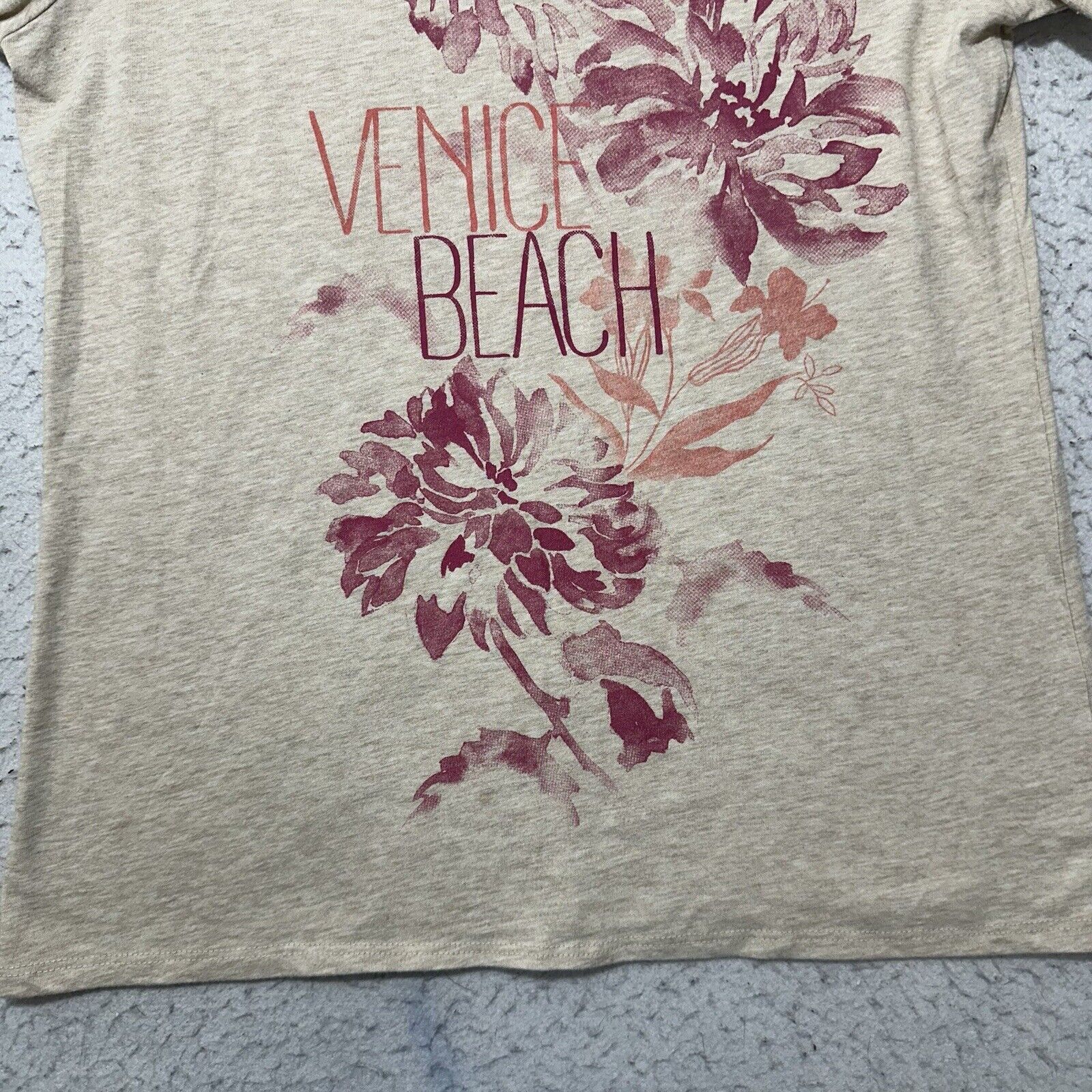 Other Venice Beach Medium Beige Short Sleeve T Shirt Floral Tee Size M / US 6-8 / IT 42-44 - 6 Thumbnail