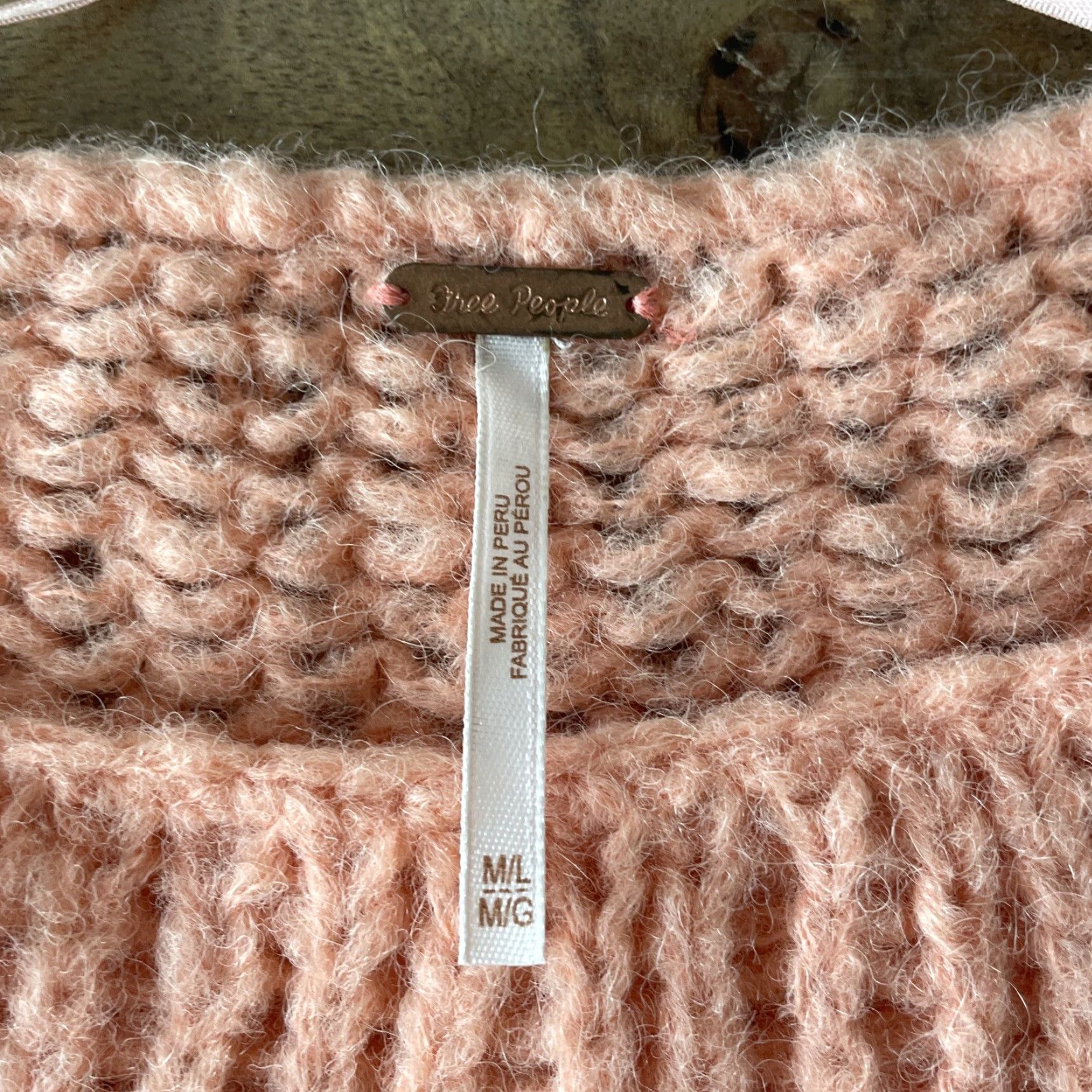 Free People Free People Alpaca Crochet Sweater Womens L Peach Balloon Sleeve Knit Pullover Boho Classic Size L / US 10 / IT 46 - 3 Thumbnail