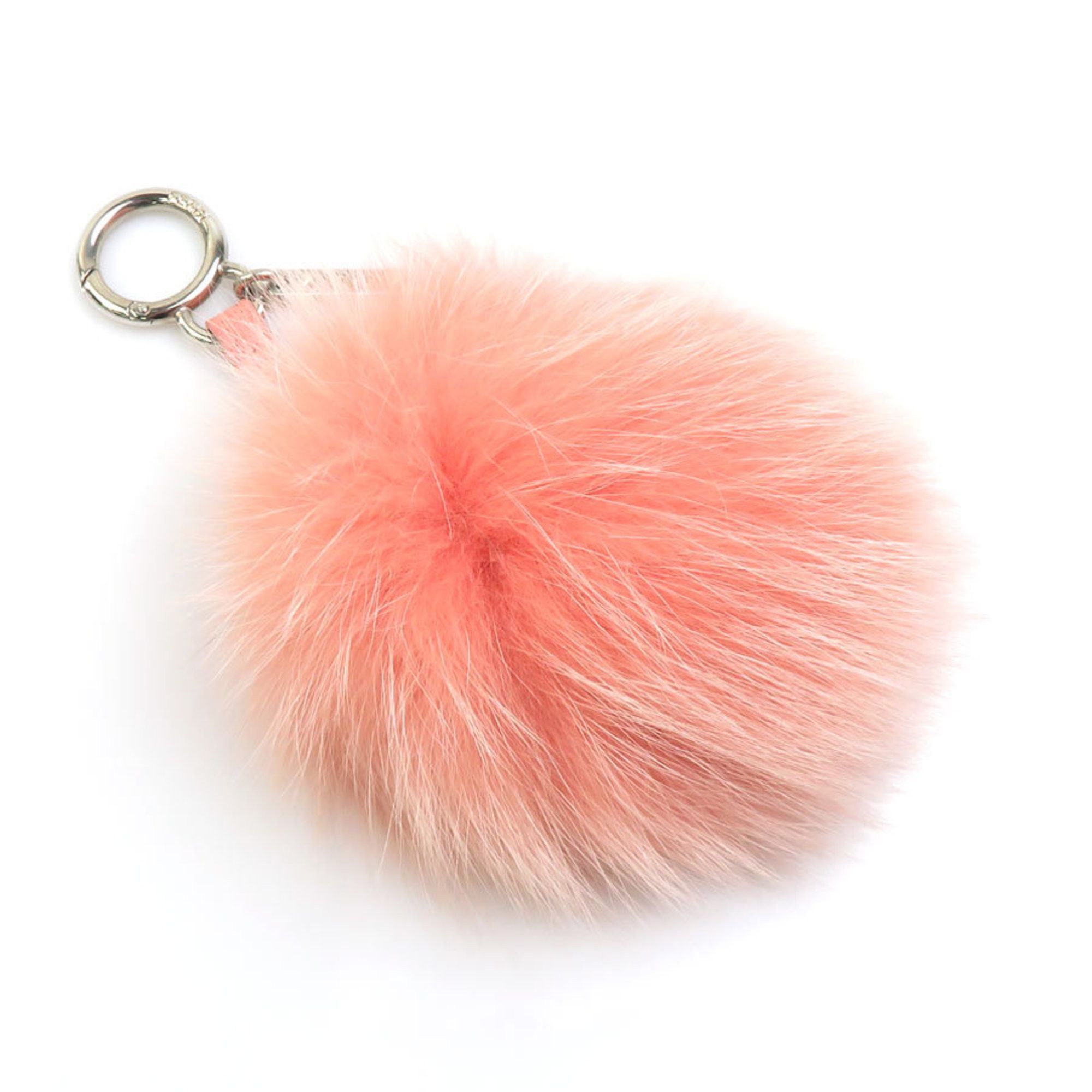 FENDI Charm Fur Leather Pink Silver Women's e58674k