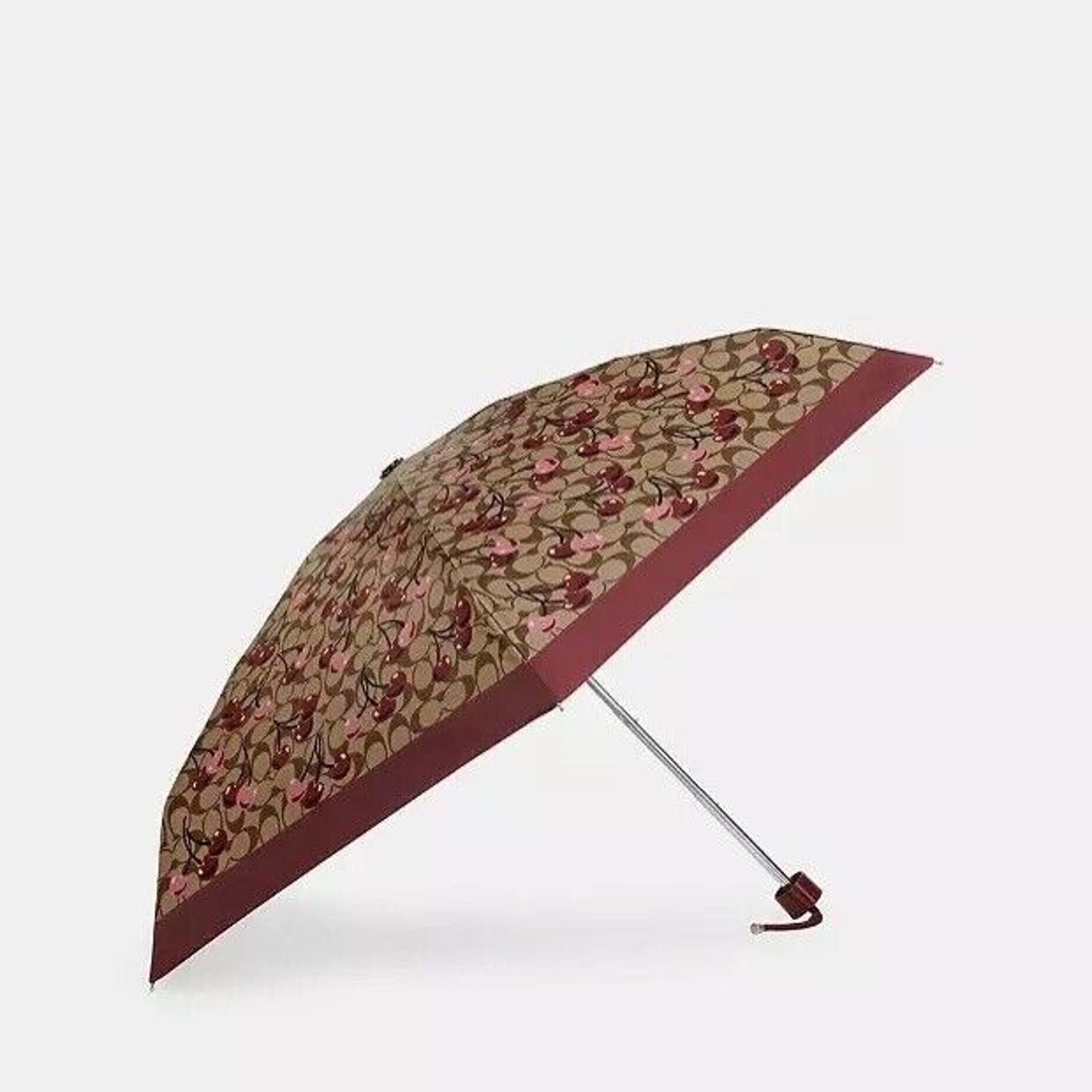 Coach NWT Coach UV Protection Mini Umbrella Cherry Khaki cz929 Size ONE SIZE - 1 Thumbnail