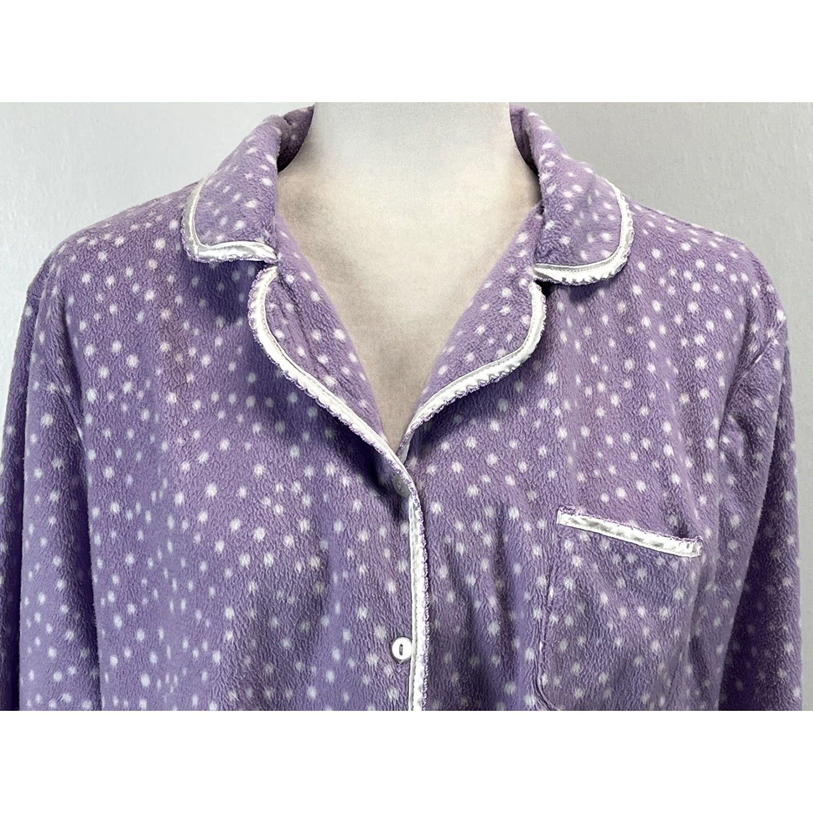 Ariat Aria Pajama Set Women XL Purple Polka Dot Soft Fleece 2-Piece GUC Size ONE SIZE - 6 Thumbnail