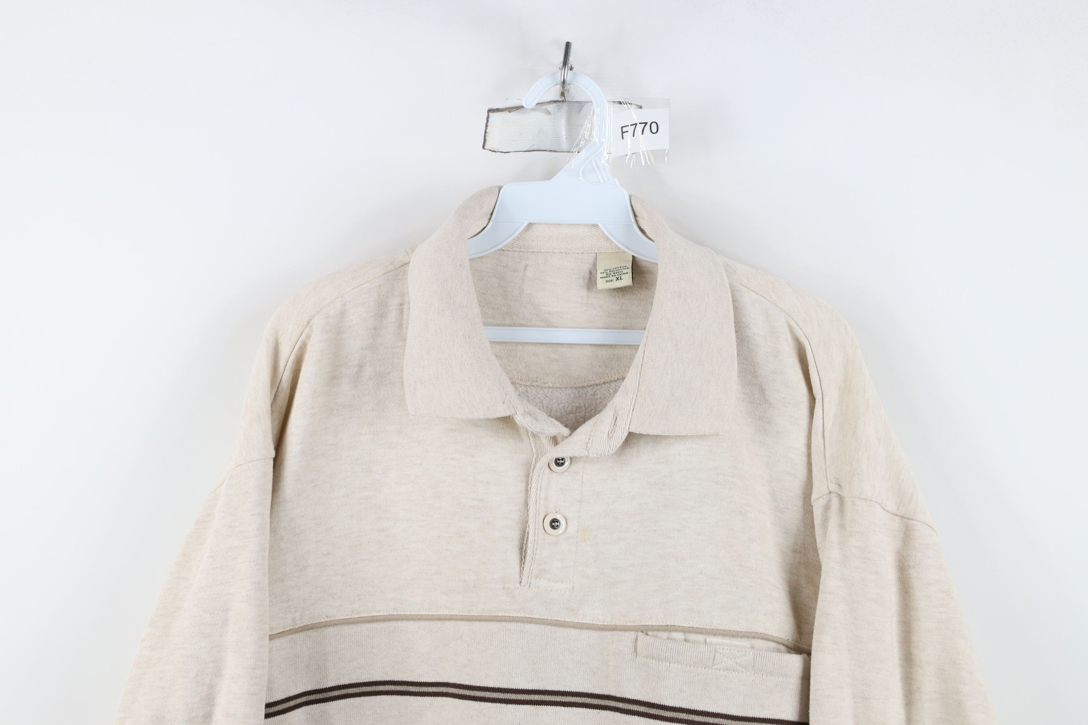 Vintage Vintage 90s Streetwear Collared Pullover Sweatshirt Brown Size US XL / EU 56 / 4 - 2 Thumbnail