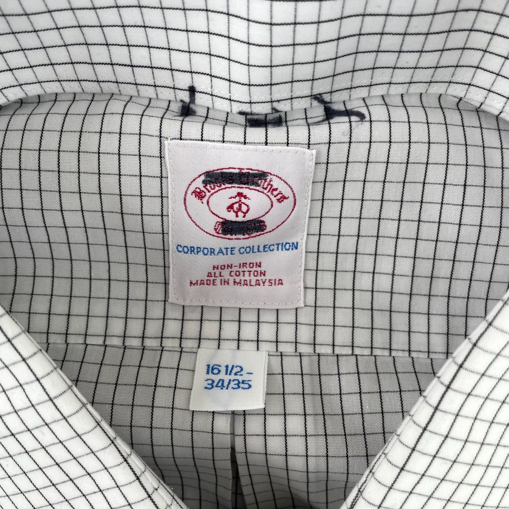 Brooks Brothers Brooks Brothers x Stanford Dress Shirt Men 16.5 34-35 White Check Non-Iron NWOT Size 46R - 2 Thumbnail