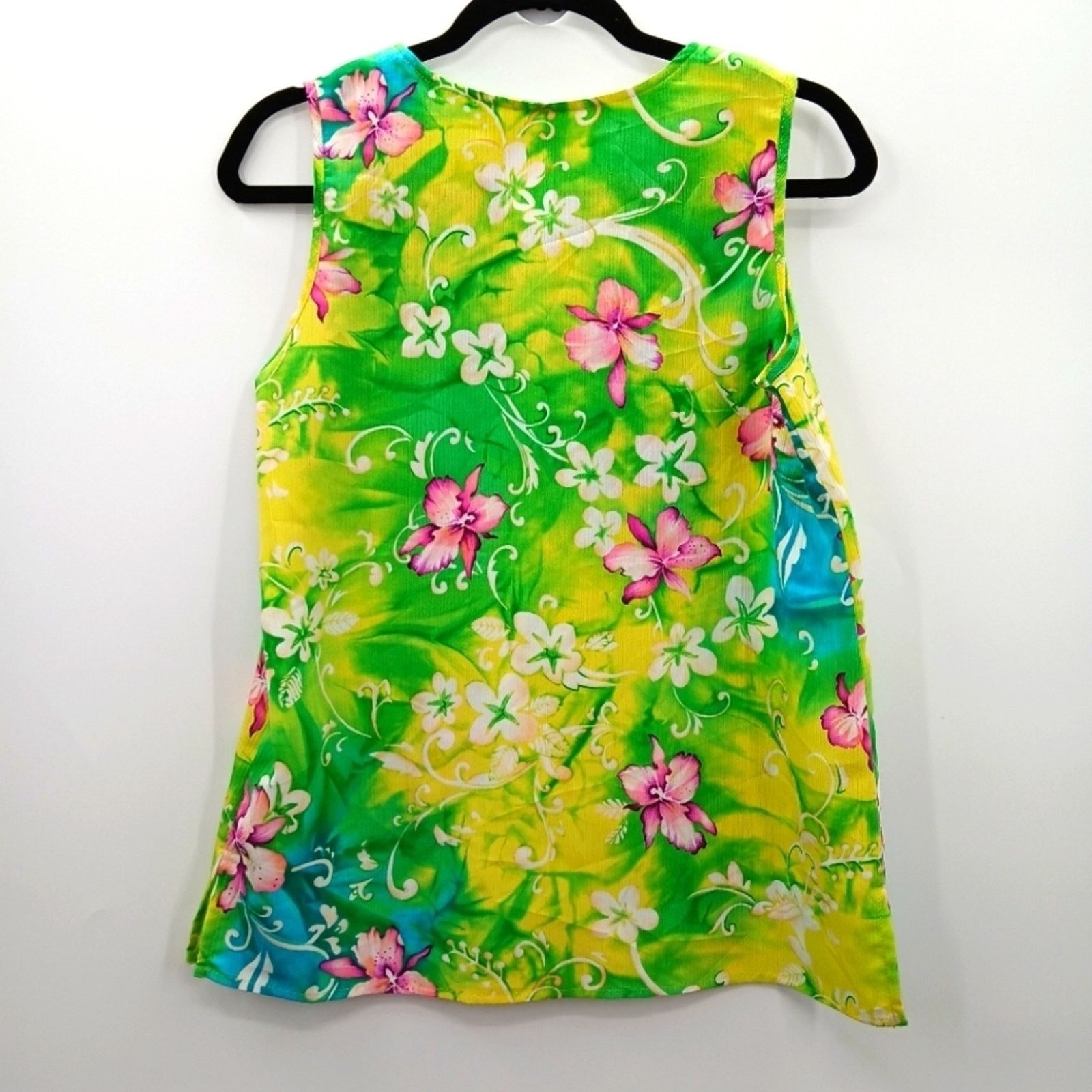 Other Maggie Sweet Yellow Green Floral Sleeveless Blouse Top Small Size S / US 4 / IT 40 - 2 Thumbnail