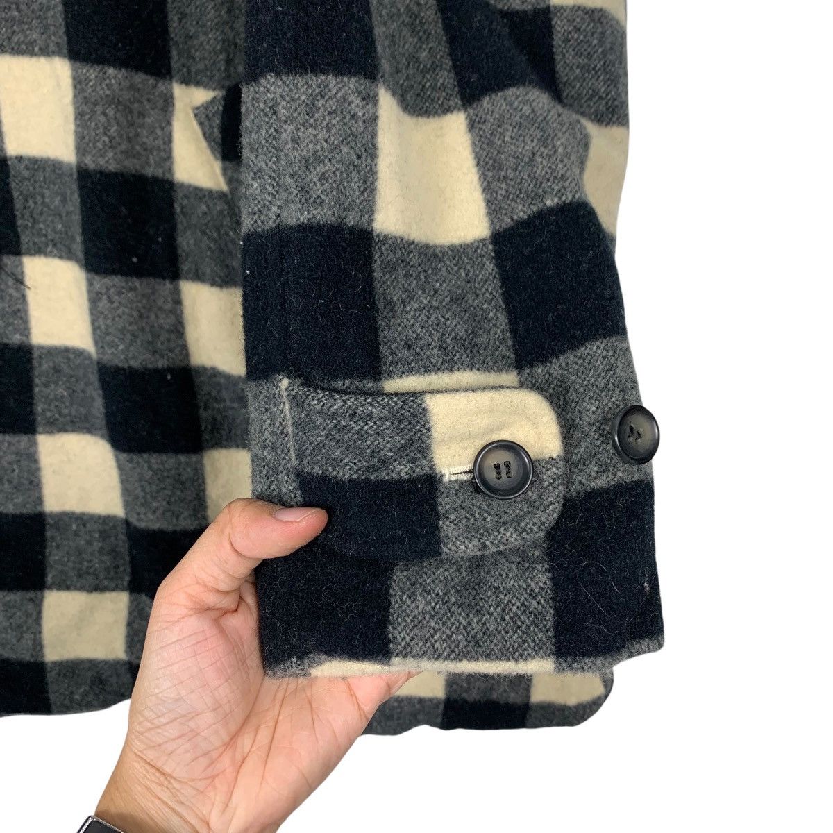 Japanese Brand SPLASH ROAD Checked Wool Coat Jacket #2265-C100 Size XL / US 12-14 / IT 48-50 - 13 Thumbnail