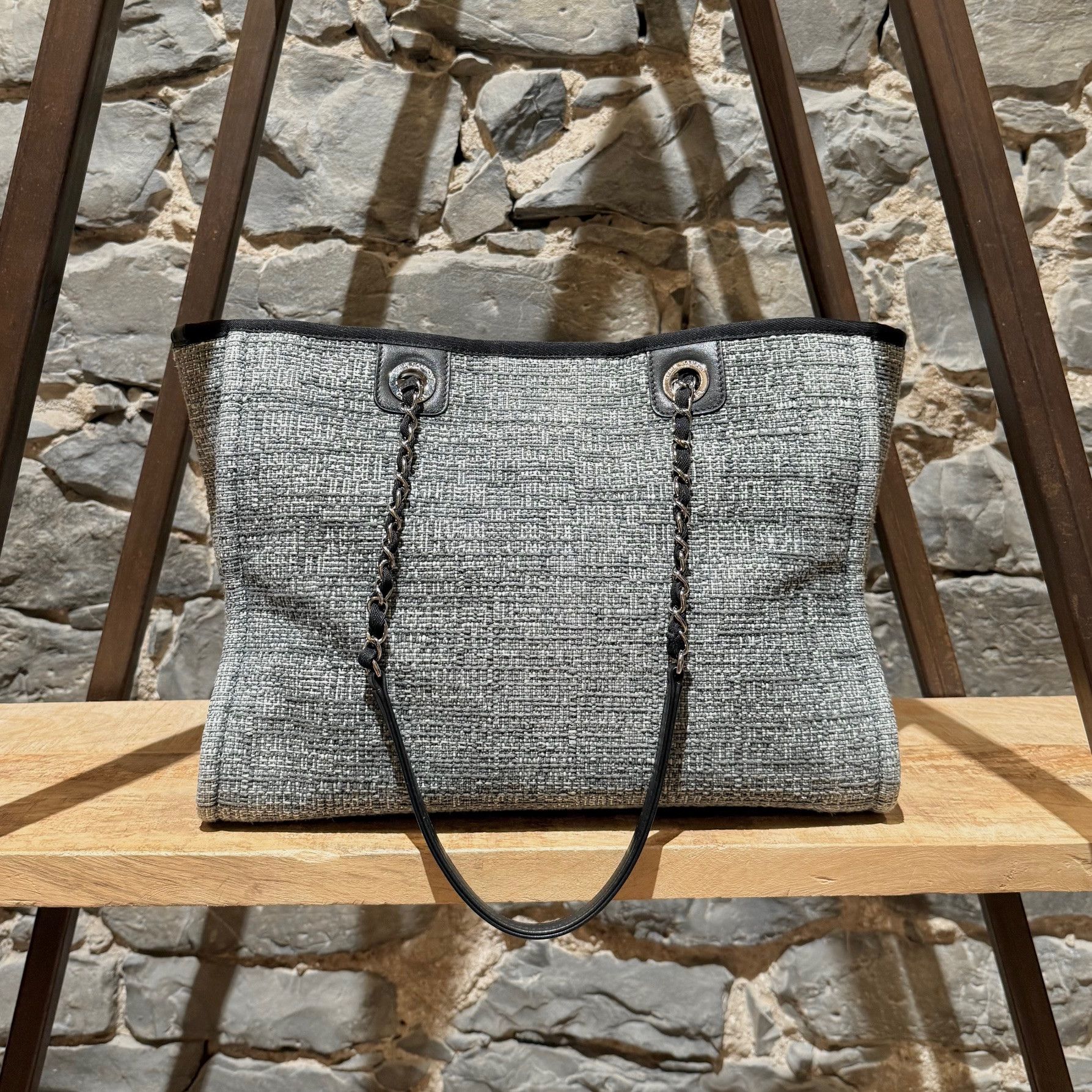 Chanel Chanel 2018 Black Grey Tweed Small Deauville Tote Bag Size ONE SIZE - 4 Thumbnail