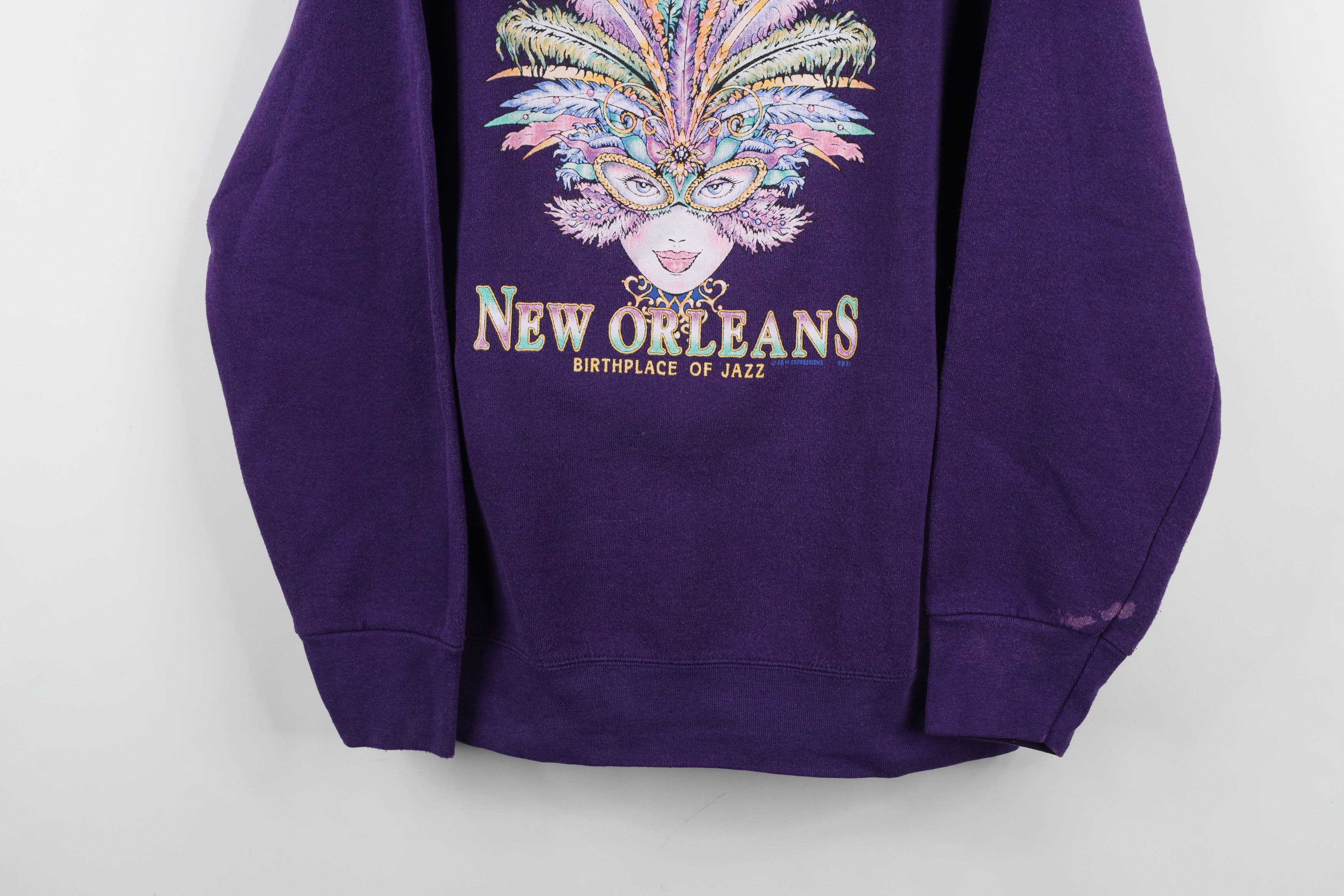 Vintage Vintage 90s Mardi Gras New Orleans Jazz Sweatshirt Size M / US 6-8 / IT 42-44 - 3 Thumbnail