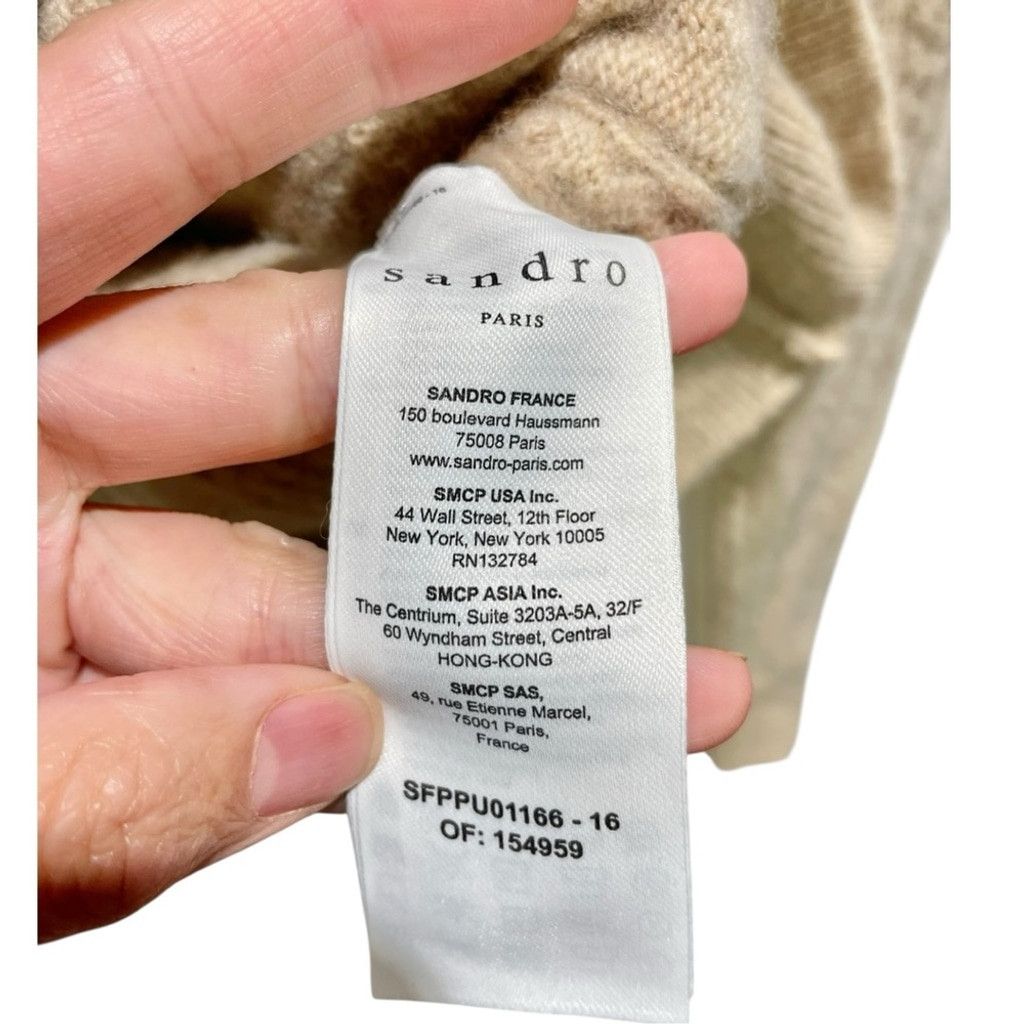 Sandro Sandro Gotham Oversized Collar Beige Wool Sweater 0 (XS) Size XS / US 0-2 / IT 36-38 - 11 Thumbnail