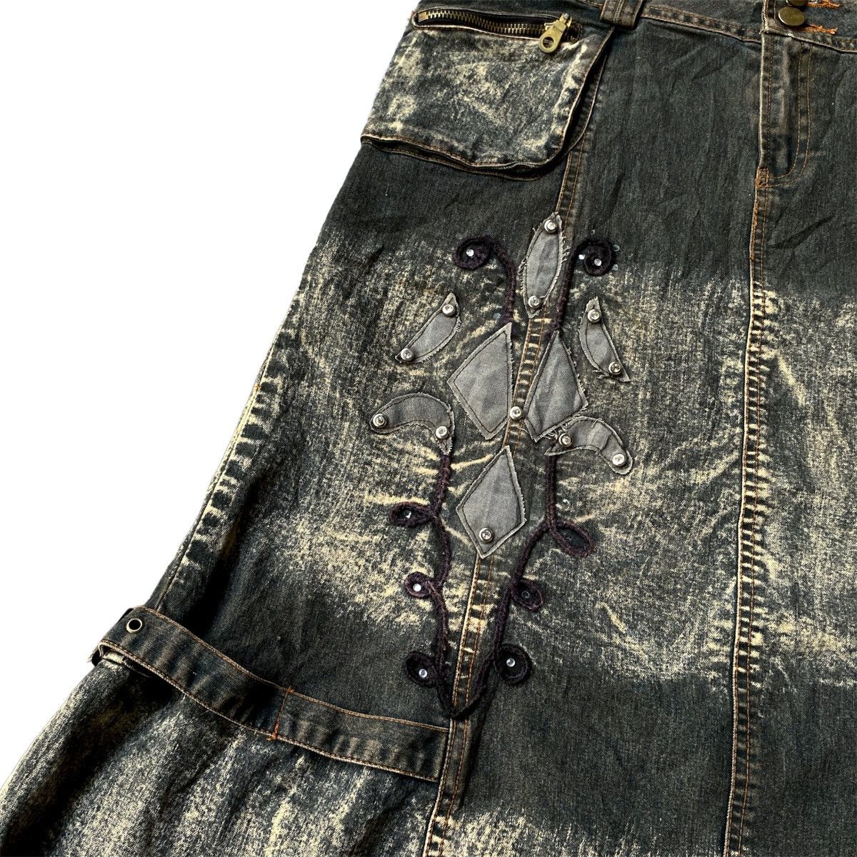 Hysteric Glamour Vintage Y2K Kufng Bondage Flared Mud Wash Denim Skirt Size 30" / US 8 / IT 44 - 2 Thumbnail