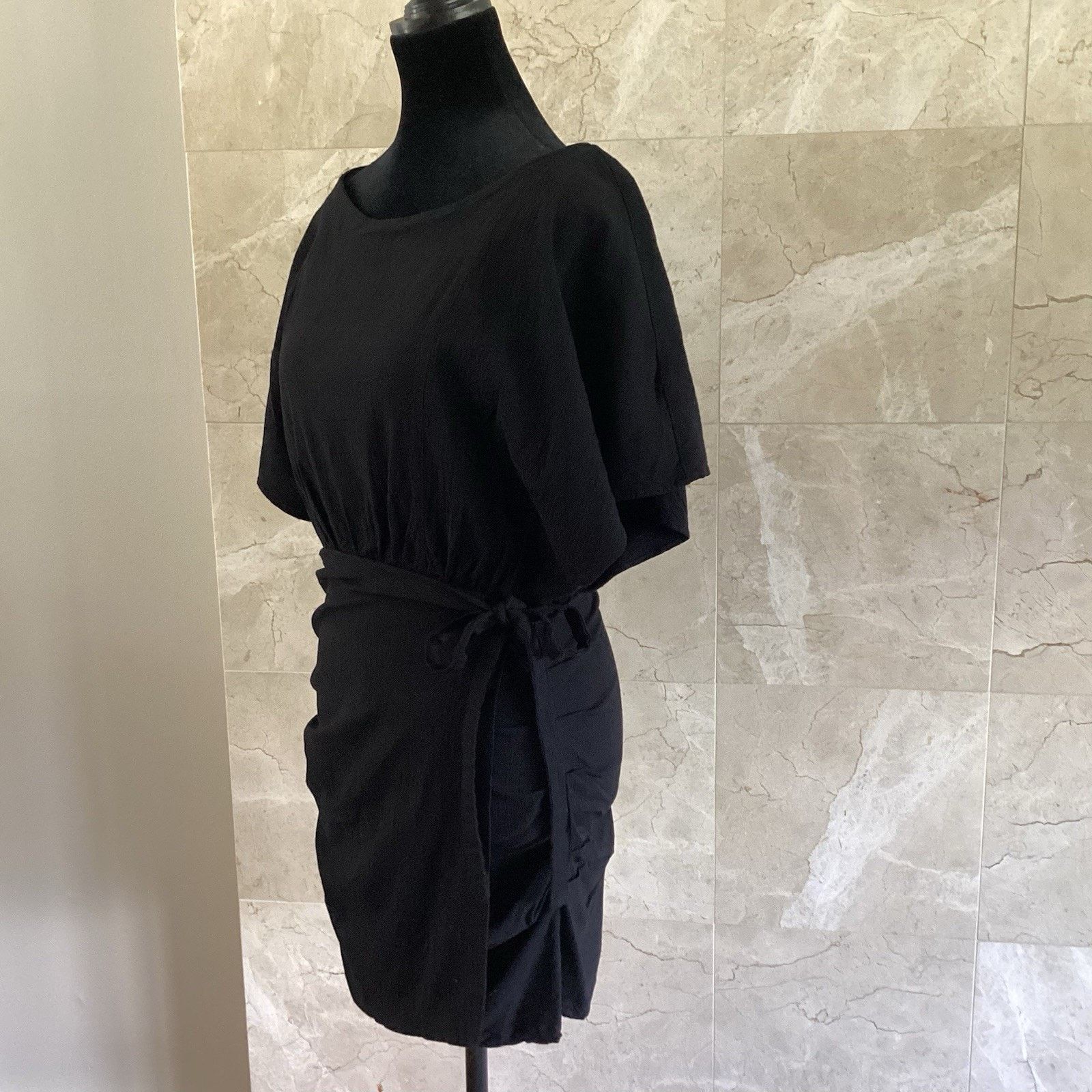 Free People Free People Black Body Con Wrap Mini Dress, Med Draped Party Size M / US 6-8 / IT 42-44 - 8 Thumbnail