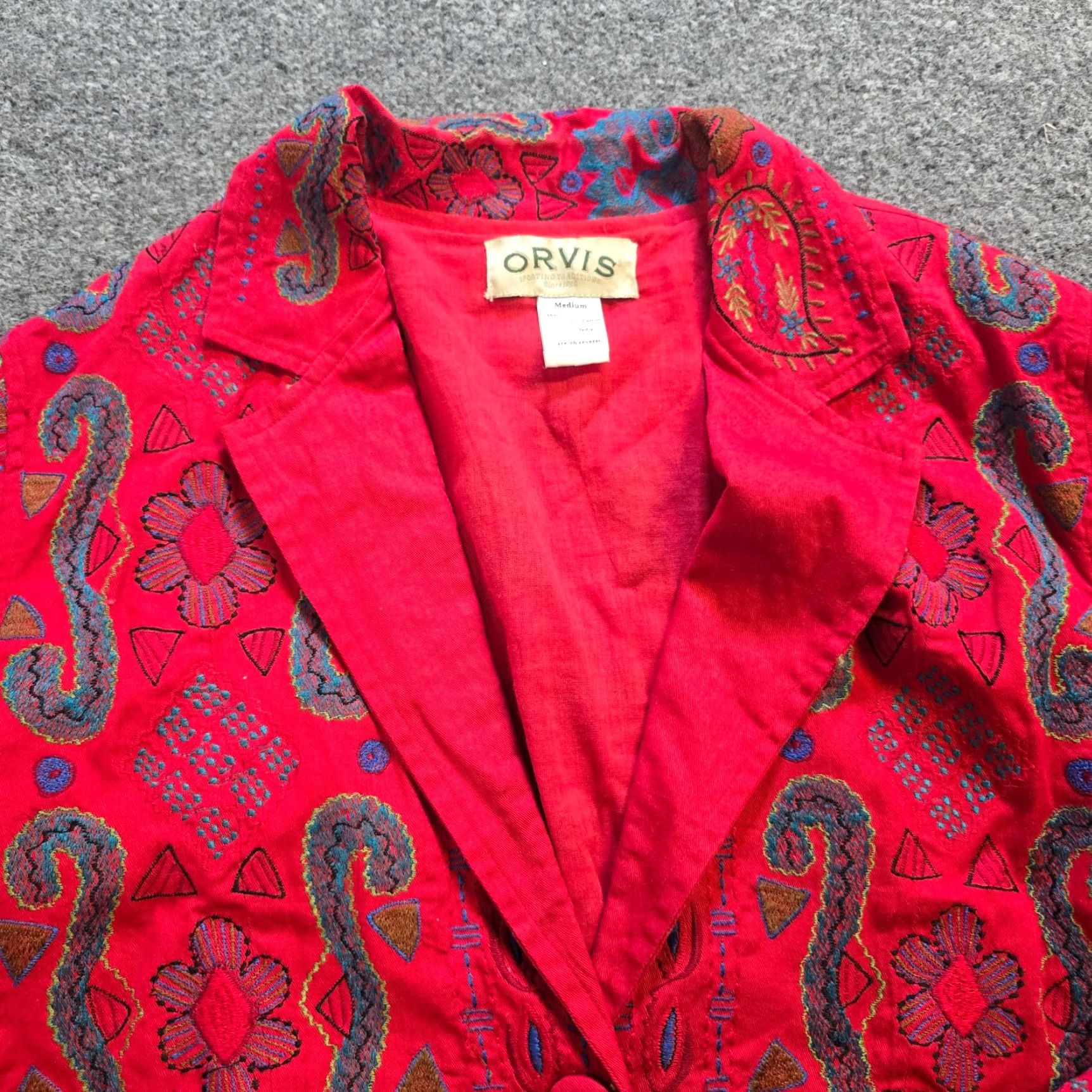 Orvis Orvis Jacket Womens Medium Red Embroidered Art To Wear Lagenlook Casual Shirt? Size M / US 6-8 / IT 42-44 - 2 Thumbnail