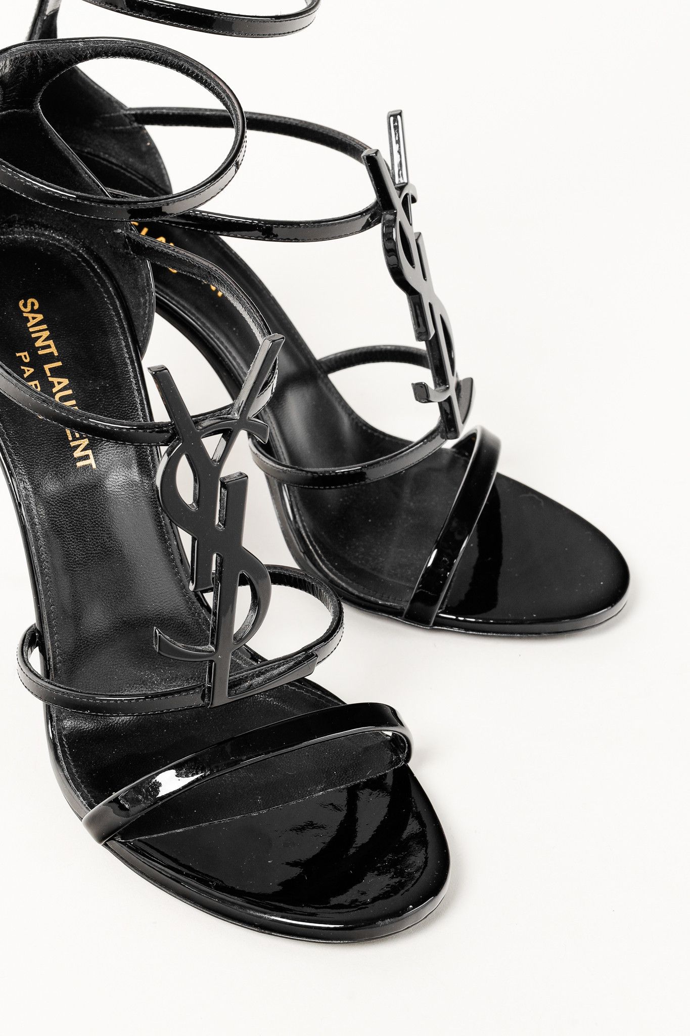 Saint Laurent Paris Saint Laurent Cassandra Sandal in Black Patent Leather Size US 8 / IT 38 - 6 Thumbnail
