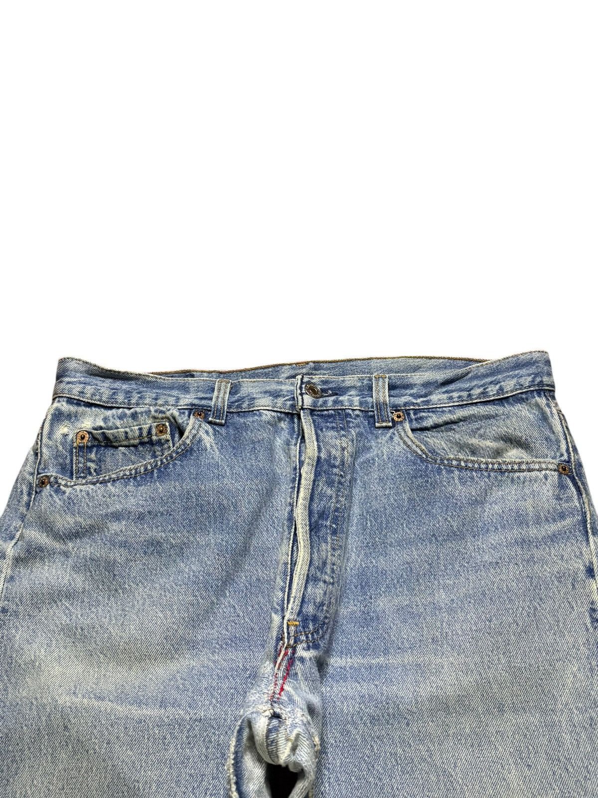 LVC × Levi's × Levi's Vintage Clothing Vintage 90s Levis Button S Mud Wash Distressed Rip Jeans Size US 33 - 4 Thumbnail