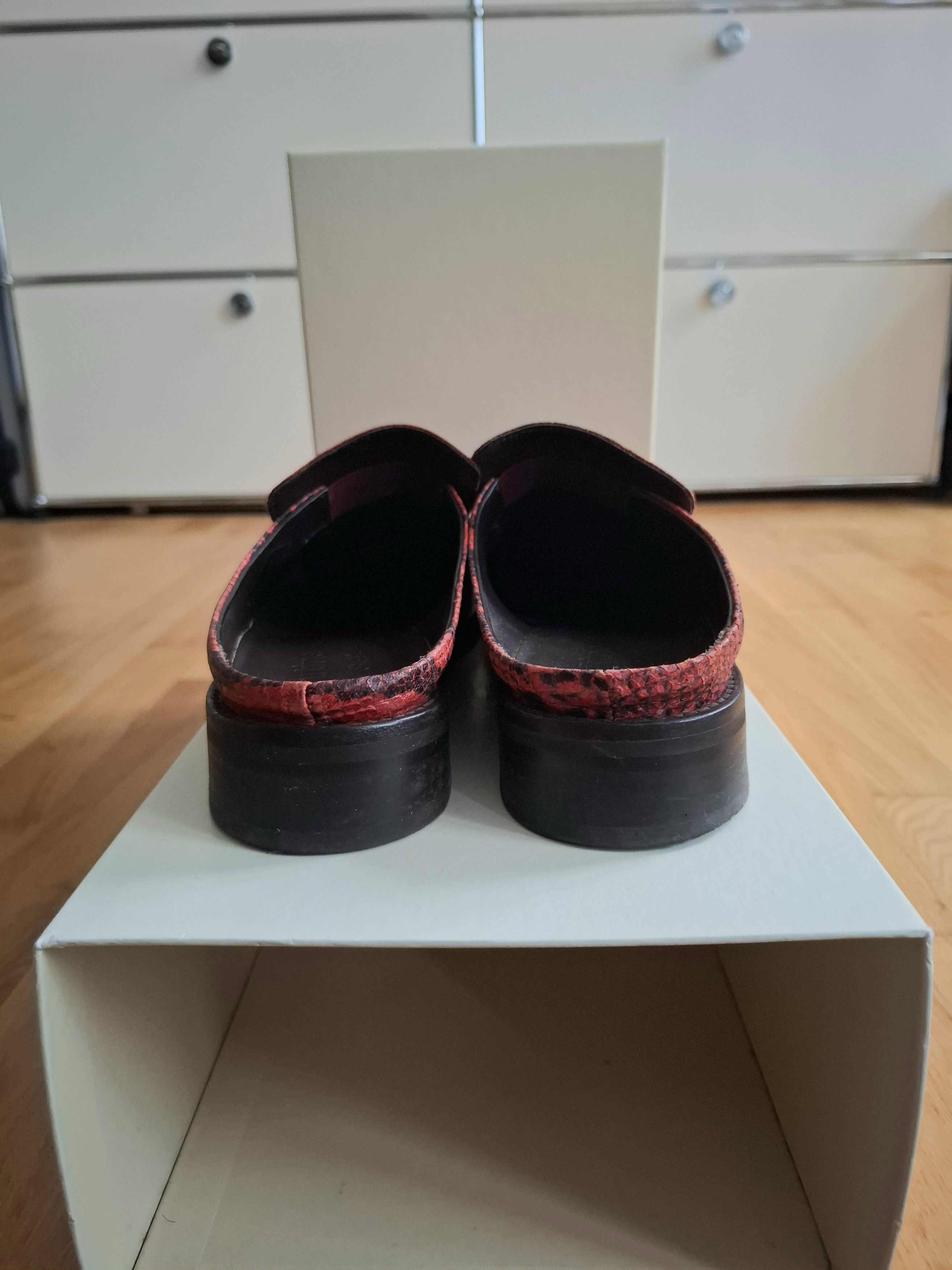 Martine Rose Red leather snake-print mule loafers Size US 9 / EU 42 - 6 Thumbnail