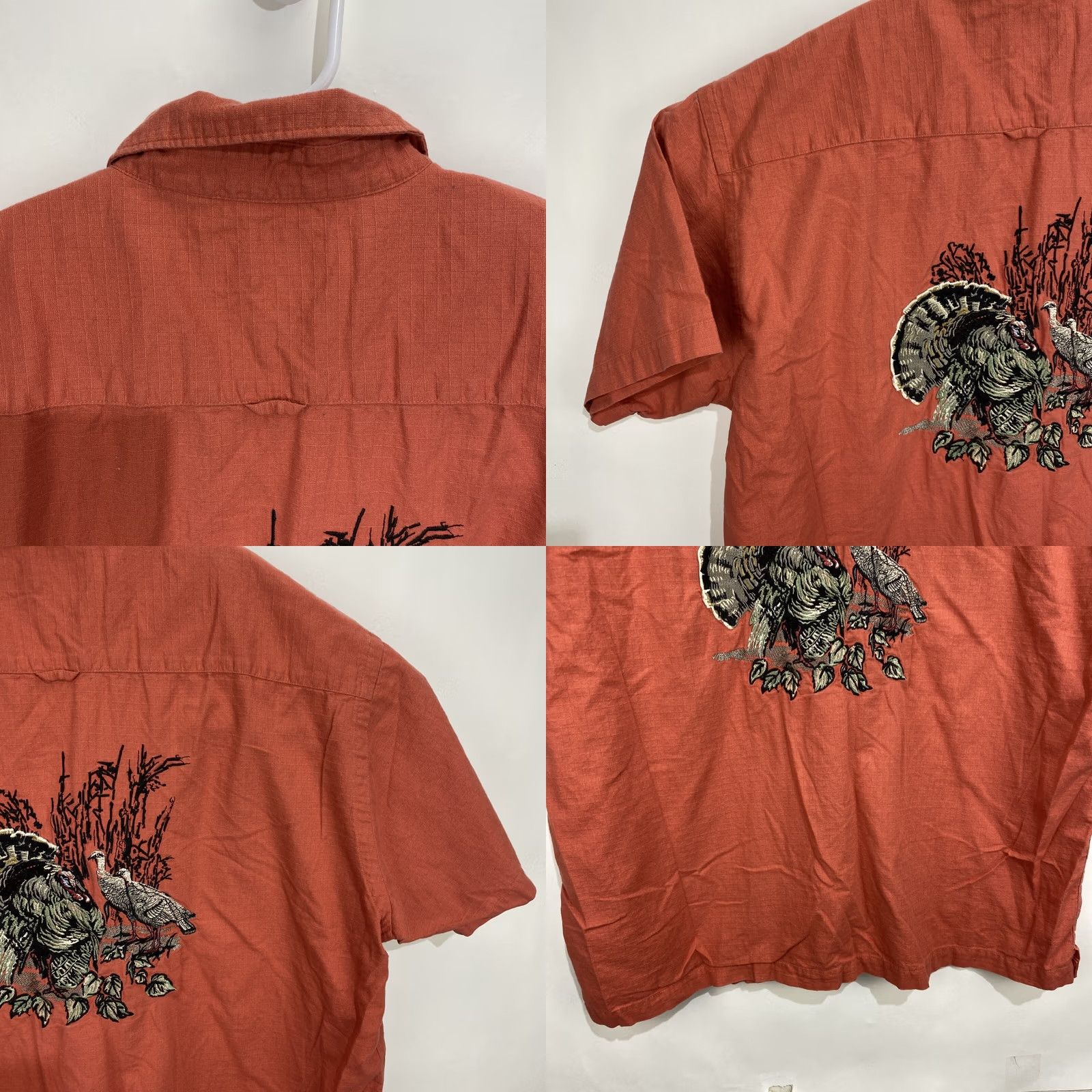 Vintage RedHead Turkey Gobbler Design Short Sleeve Casual Shirt XL Button-Down Cotton Mens Pink Turkey Graphic Holiday Size US XL / EU 56 / 4 - 8 Thumbnail
