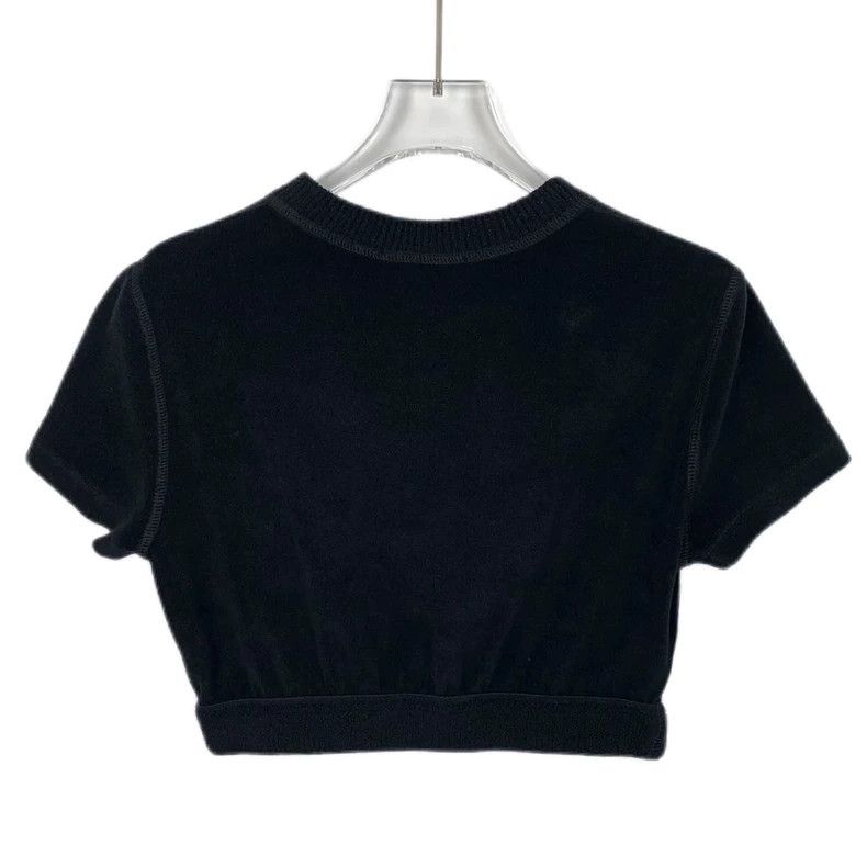 Prada Prada Size 36 Black logo letter embroidery cotton round-ne Size US XXS / EU 40 - 2 Thumbnail