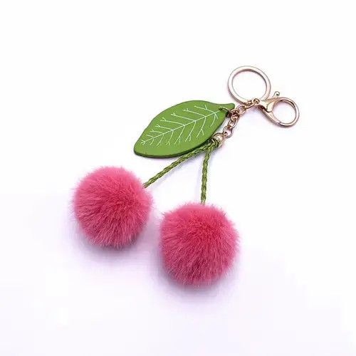 Other Sweet Plush Cherry Pompom Ball Backpack Pendant Keychain Size ONE SIZE - 2 Thumbnail