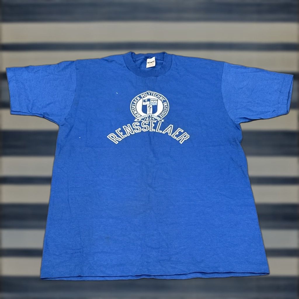 Vintage VINTAGE RPI Shirt Adult Large Blue Single Stitch 80s College Logo Men Size US L / EU 52-54 / 3 - 1 Thumbnail