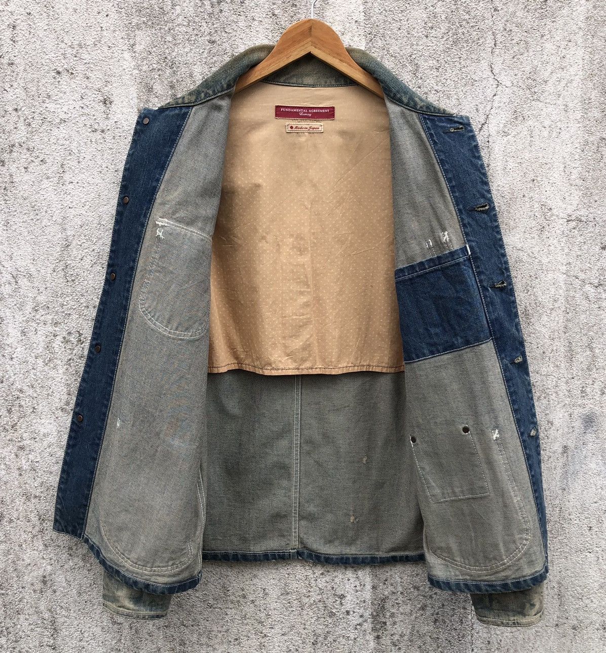 Japanese Brand Fundamental Agreement Denim Distressing Patched Chore Jacket Size US XL / EU 56 / 4 - 14 Thumbnail