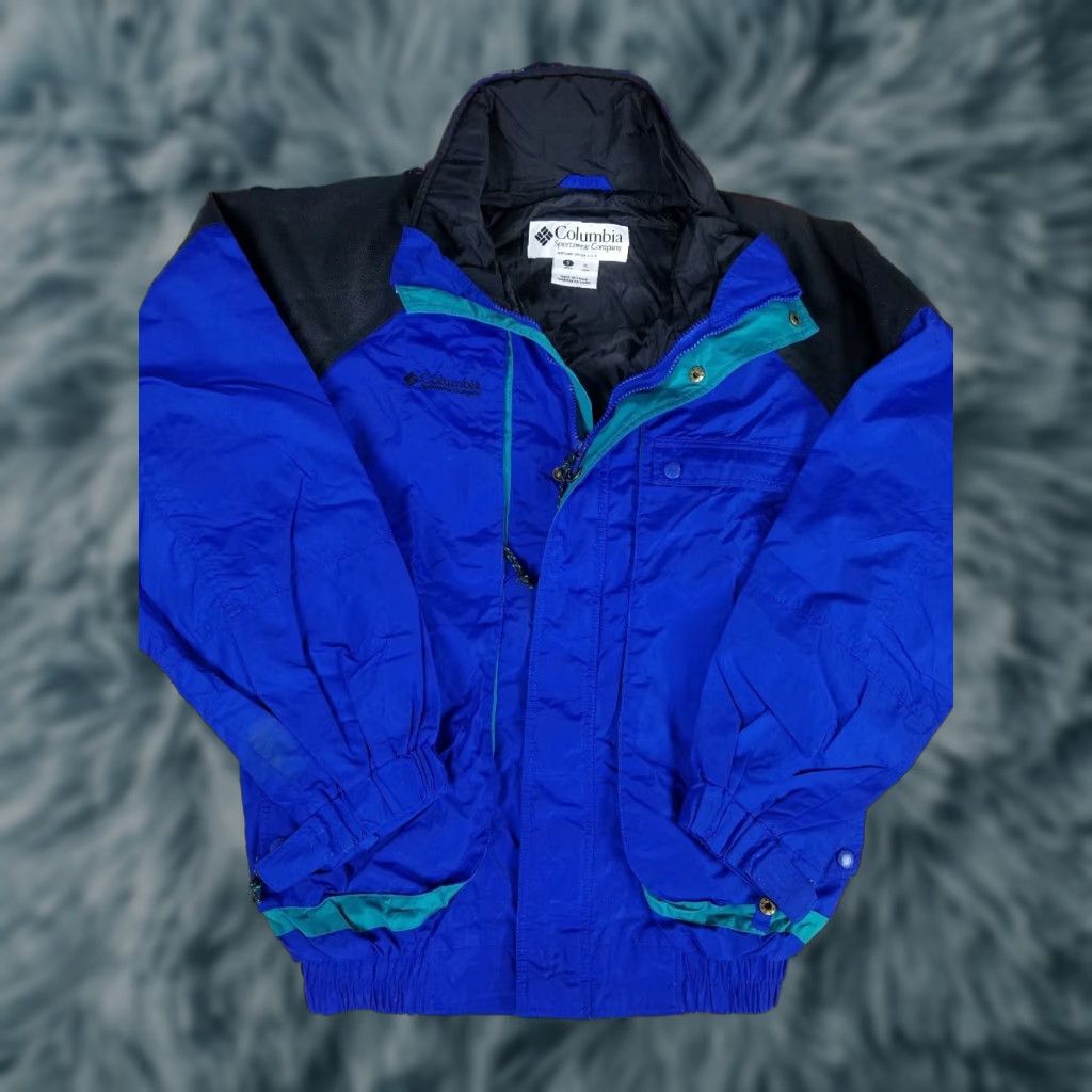 Vintage VINTAGE Columbia Powder Keg Windbreaker Jacket Mens Sz S Small Black Royal Blue Aqua Windbreaker Bomber Jacket Mens Sm Size US S / EU 44-46 / 1 - 1 Thumbnail