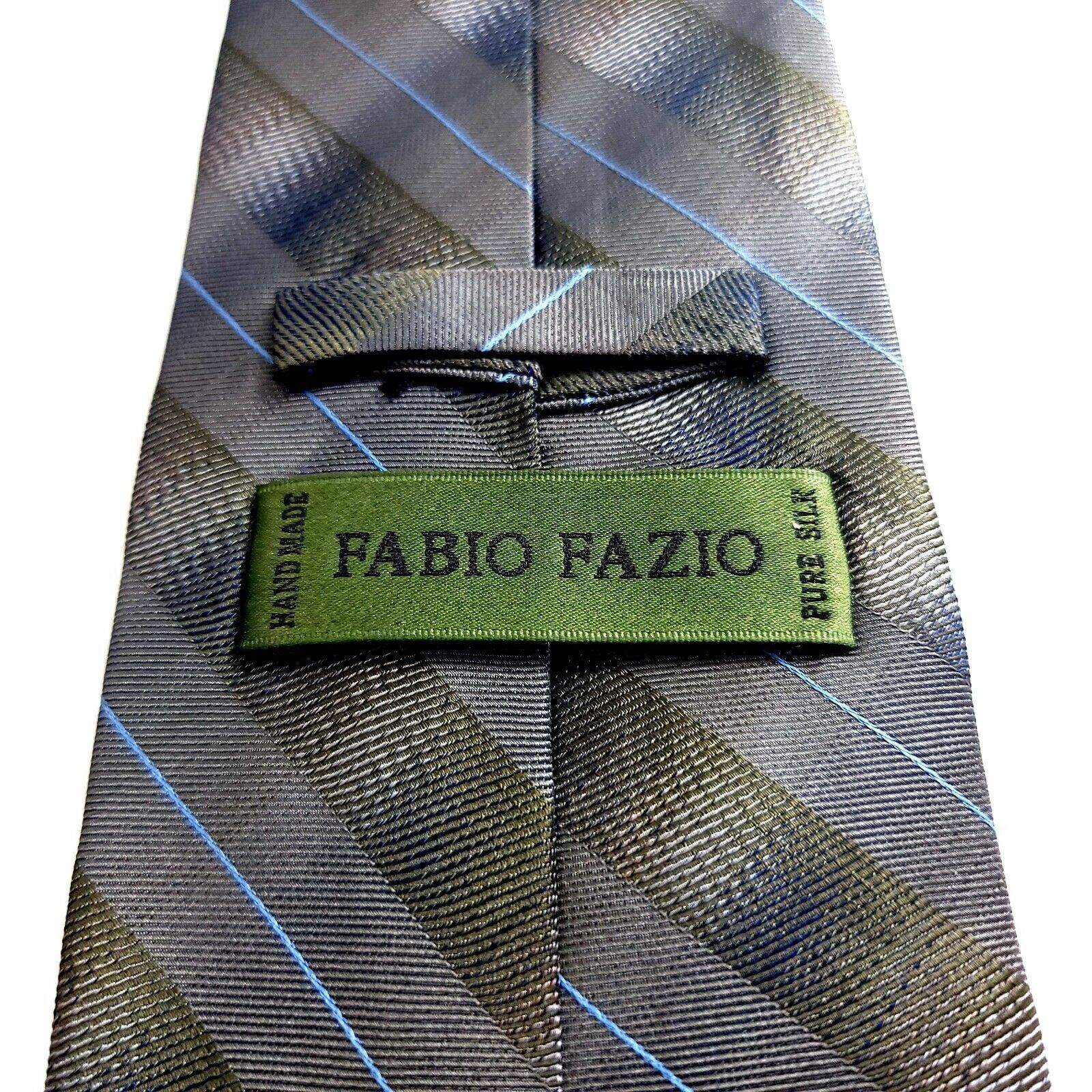 Vintage Fabio Fazio Woven Green Blue Woven Plaid Silk Tie Size ONE SIZE - 3 Thumbnail