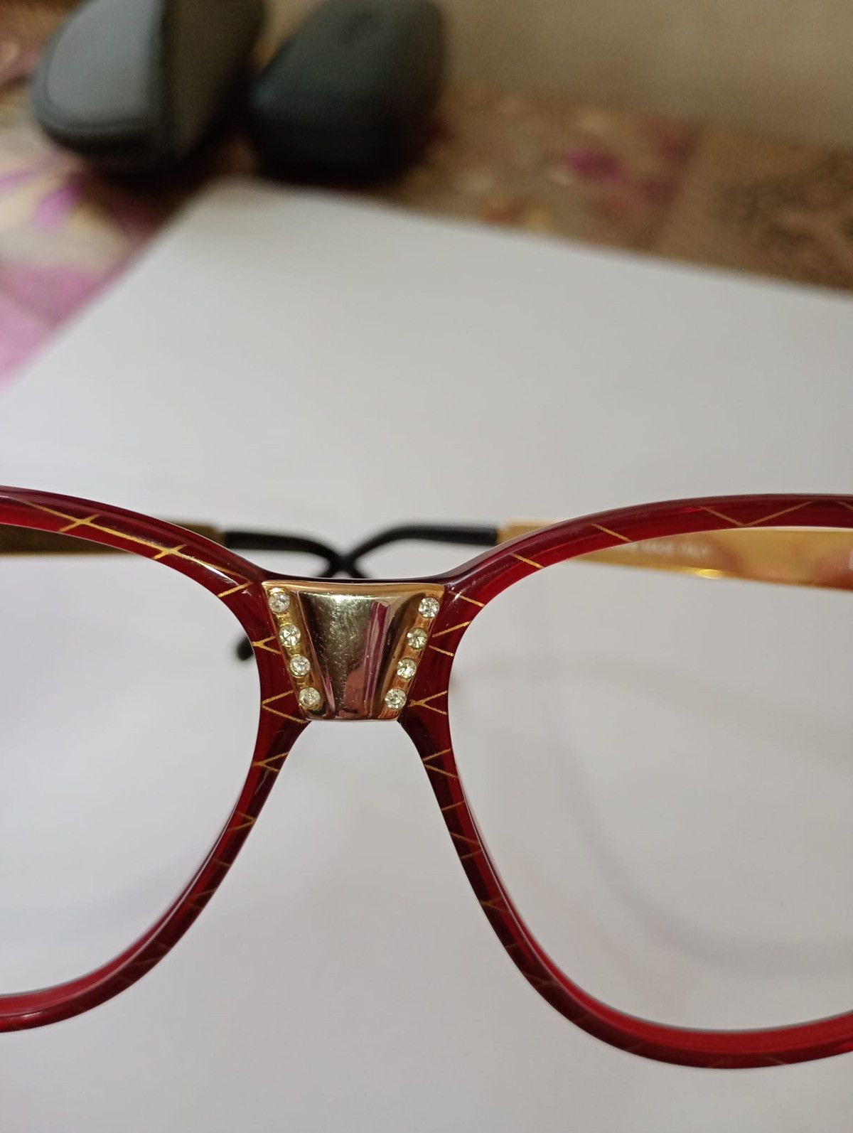 Other Sandra Gruber Vintage Cat Eye Eyeglass Frames Red Gold Italy Size ONE SIZE - 4 Thumbnail