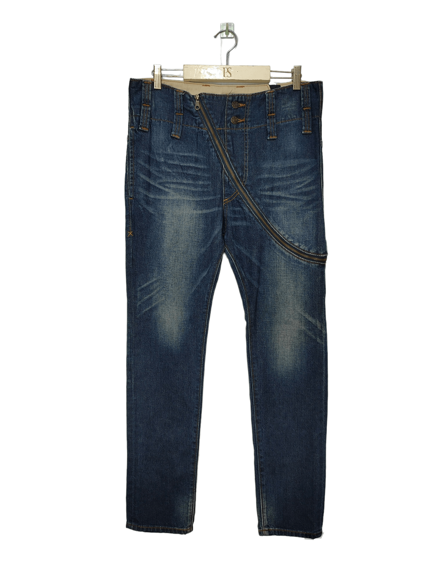 image of Frapbois By Issey Miyake Co Zipper Jeans in Blue Wash, Men's (Size 34)