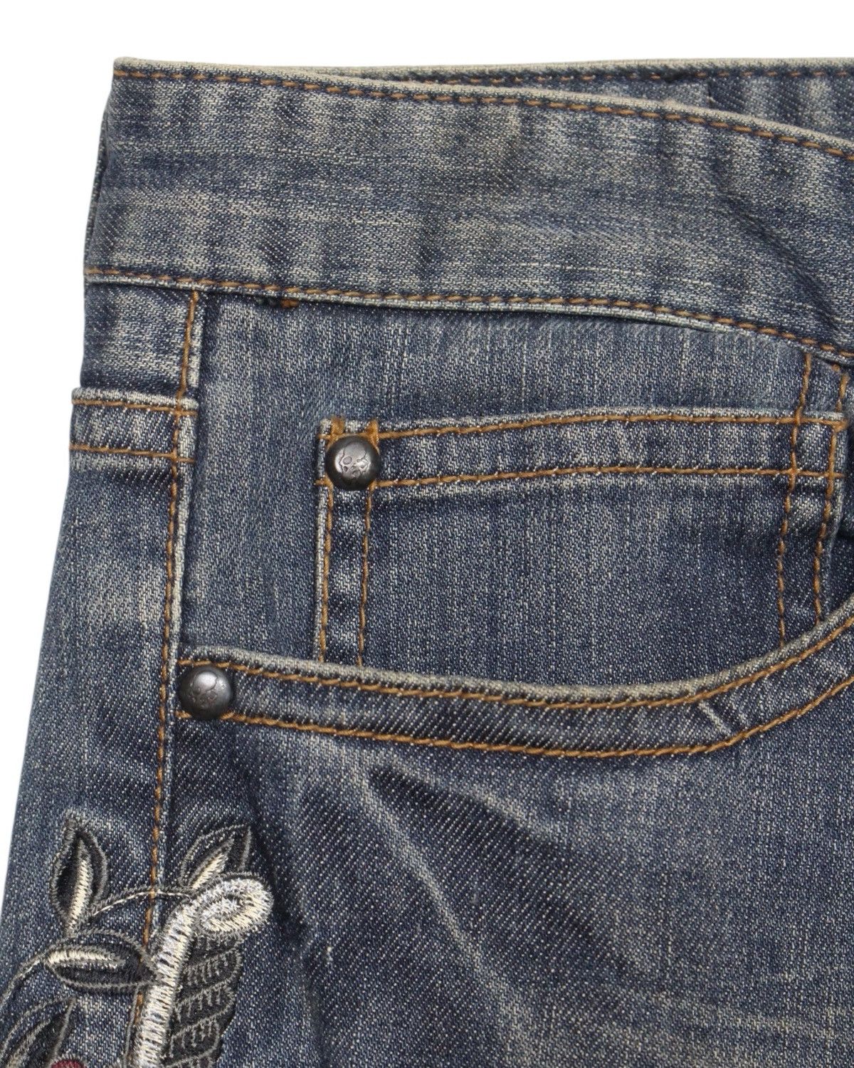 If Six Was Nine 2000S CUSTOM CULTURE JAPAN EMBROIDERED DENIM JEANS Size US 33 - 3 Thumbnail