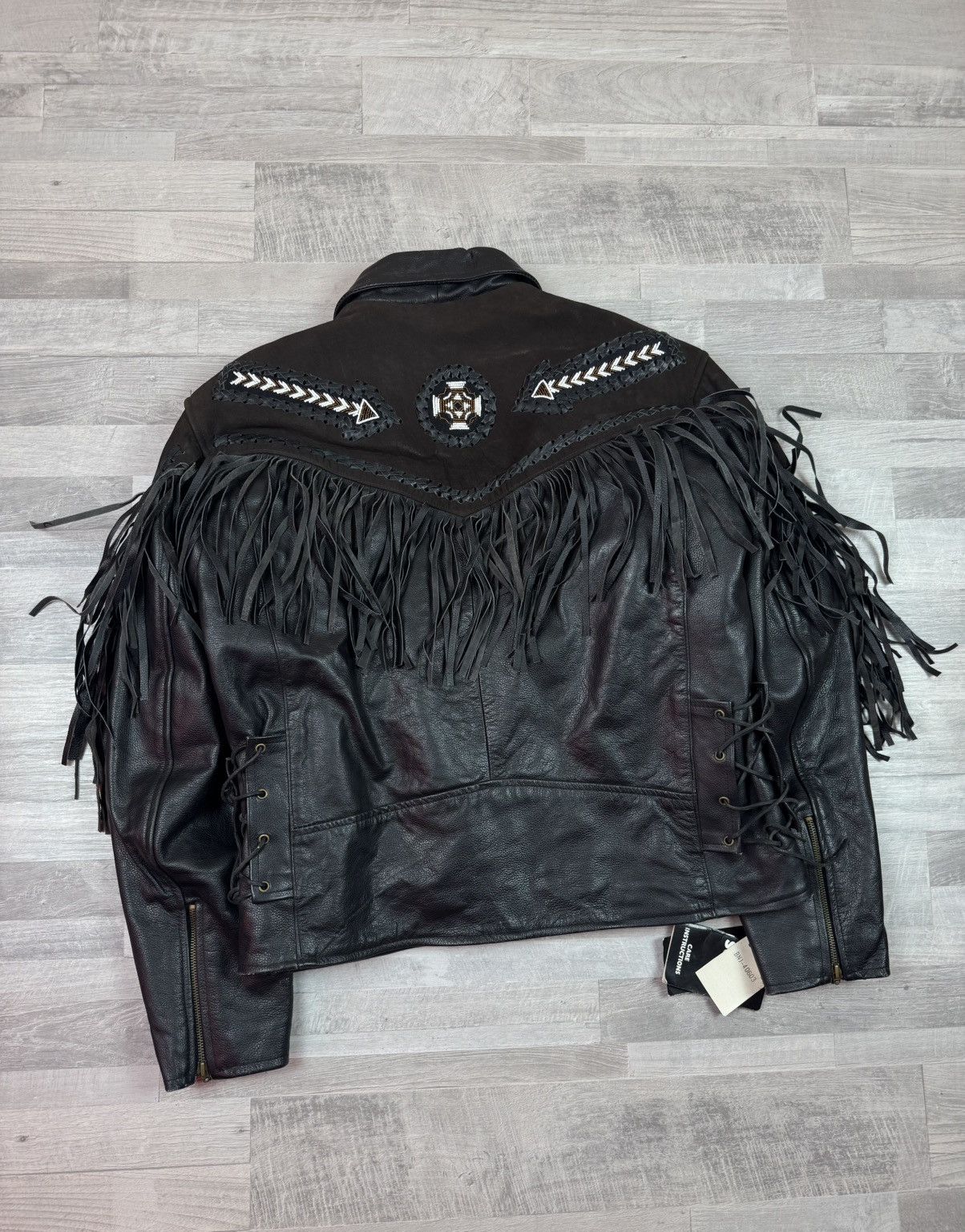 MDK Vintage 90s MDK Fringes Racing Cowboy Wear Leather Jacket XL Size US XL / EU 56 / 4 - 2 Thumbnail