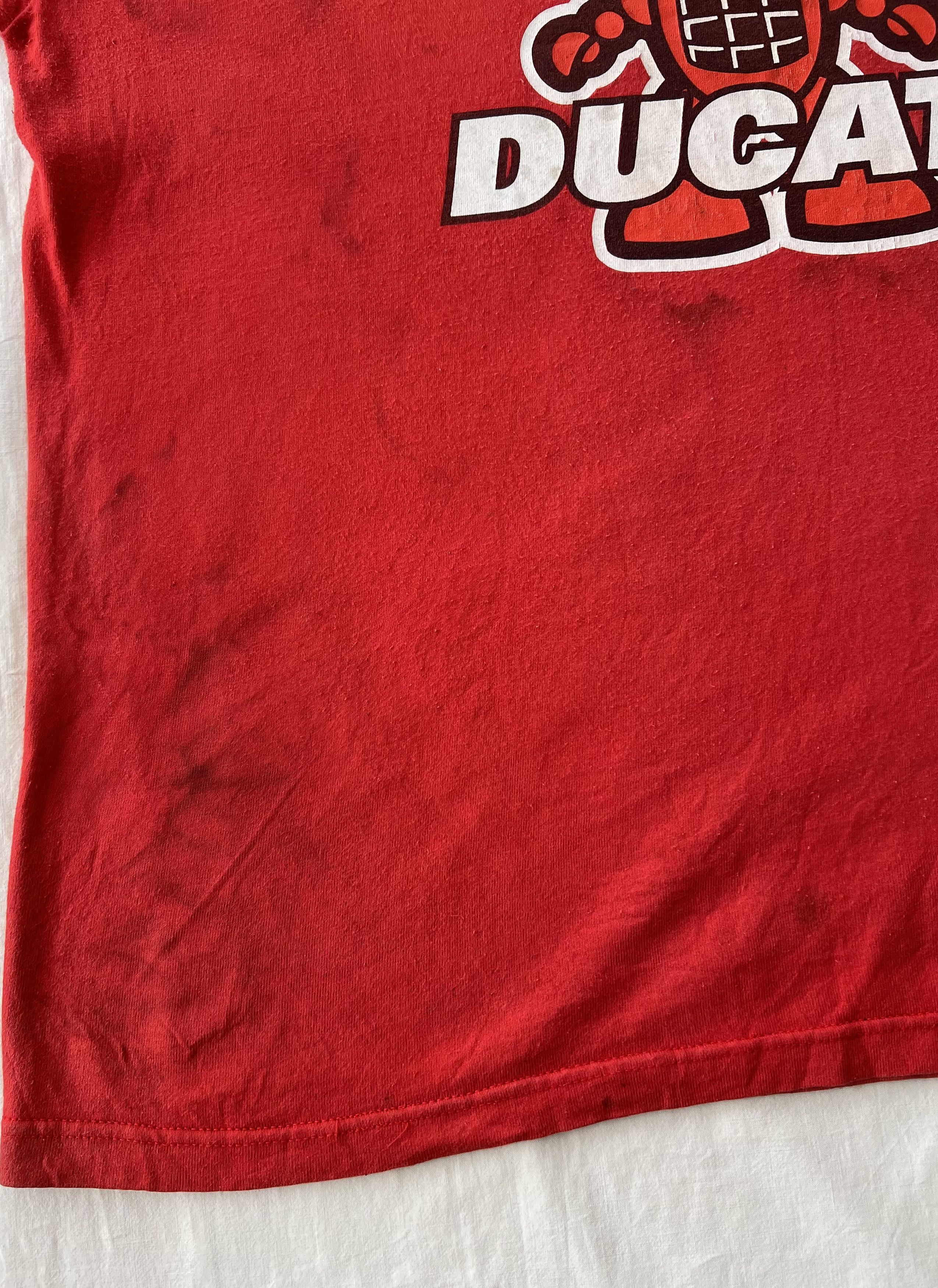 Vintage Vintage 90s Ducati Steve Hislop #7 Moto Racing Red T-shirt Size US XXL / EU 58 / 5 - 18 Thumbnail
