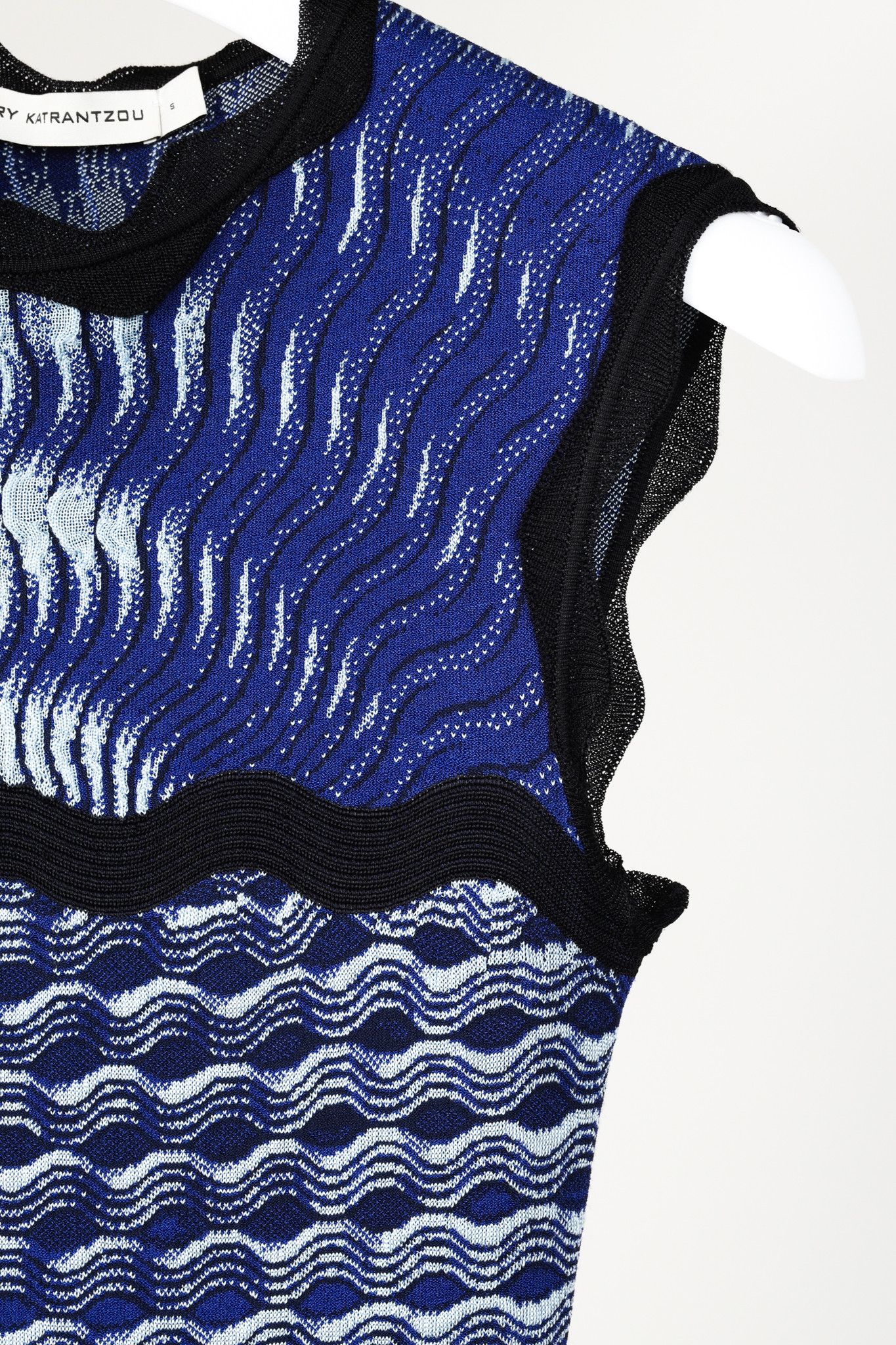 Mary Katrantzou Mary Katrantzou Swisher Blue Wavy Print Knit Dress Size S / US 4 / IT 40 - 5 Thumbnail