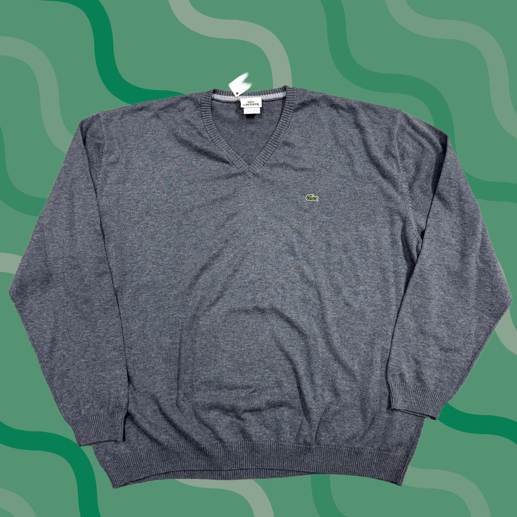 Lacoste Lacoste Sweater Mens 3XL Gray V Neck Long Sleeve Knit Pullover Croc Logo Size US XXL / EU 58 / 5 - 1 Thumbnail