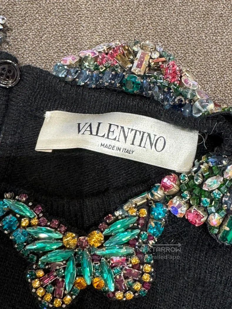 Valentino Valentino Heavy work nail bead flower collar black knitwea Size S / US 4 / IT 40 - 3 Thumbnail