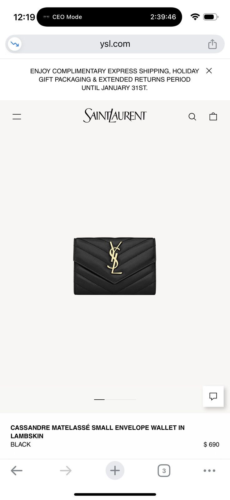 Yves Saint Laurent Small wallet Size ONE SIZE - 1 Thumbnail