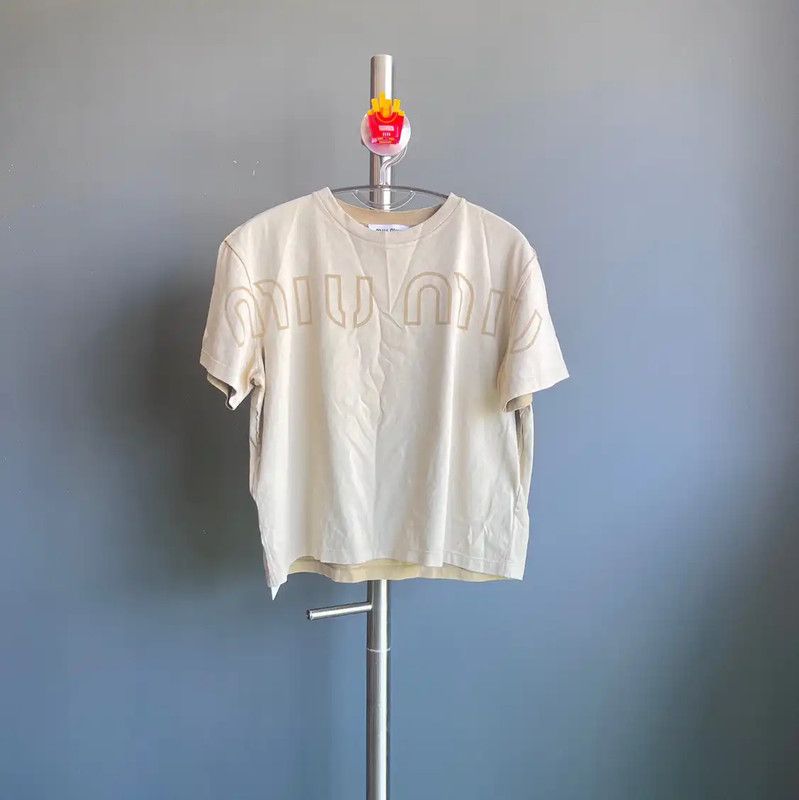 Miu Miu Khaki Cotton Women's T-Shirt XS 0089