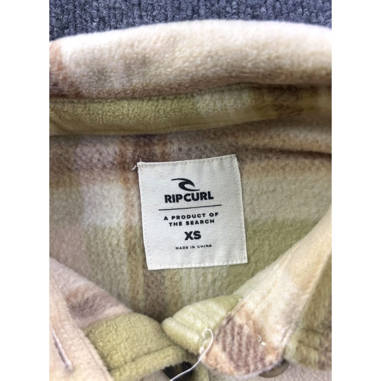 Rip Curl Rip Curl Shirt Jacket Womens XS Beige Plaid Fleece Button Front Pockets Casual Size XS / US 0-2 / IT 36-38 - 2 Thumbnail