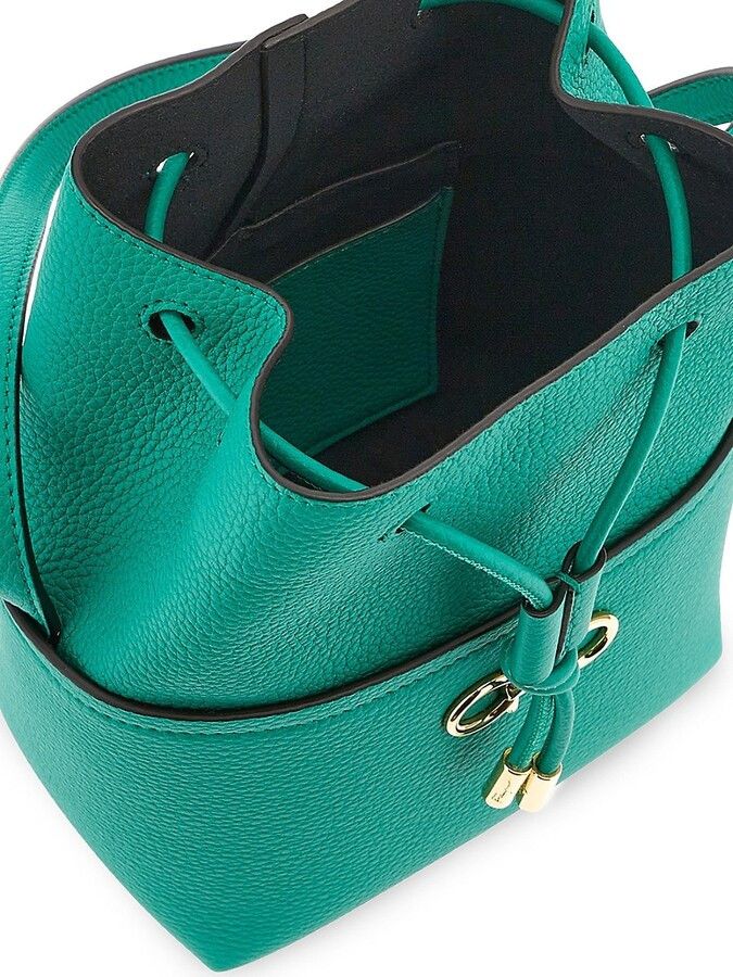 Salvatore Ferragamo o1s1rm0924 Size: OS / Mini Leather Bucket Bag in Dark Green Size ONE SIZE - 2 Thumbnail