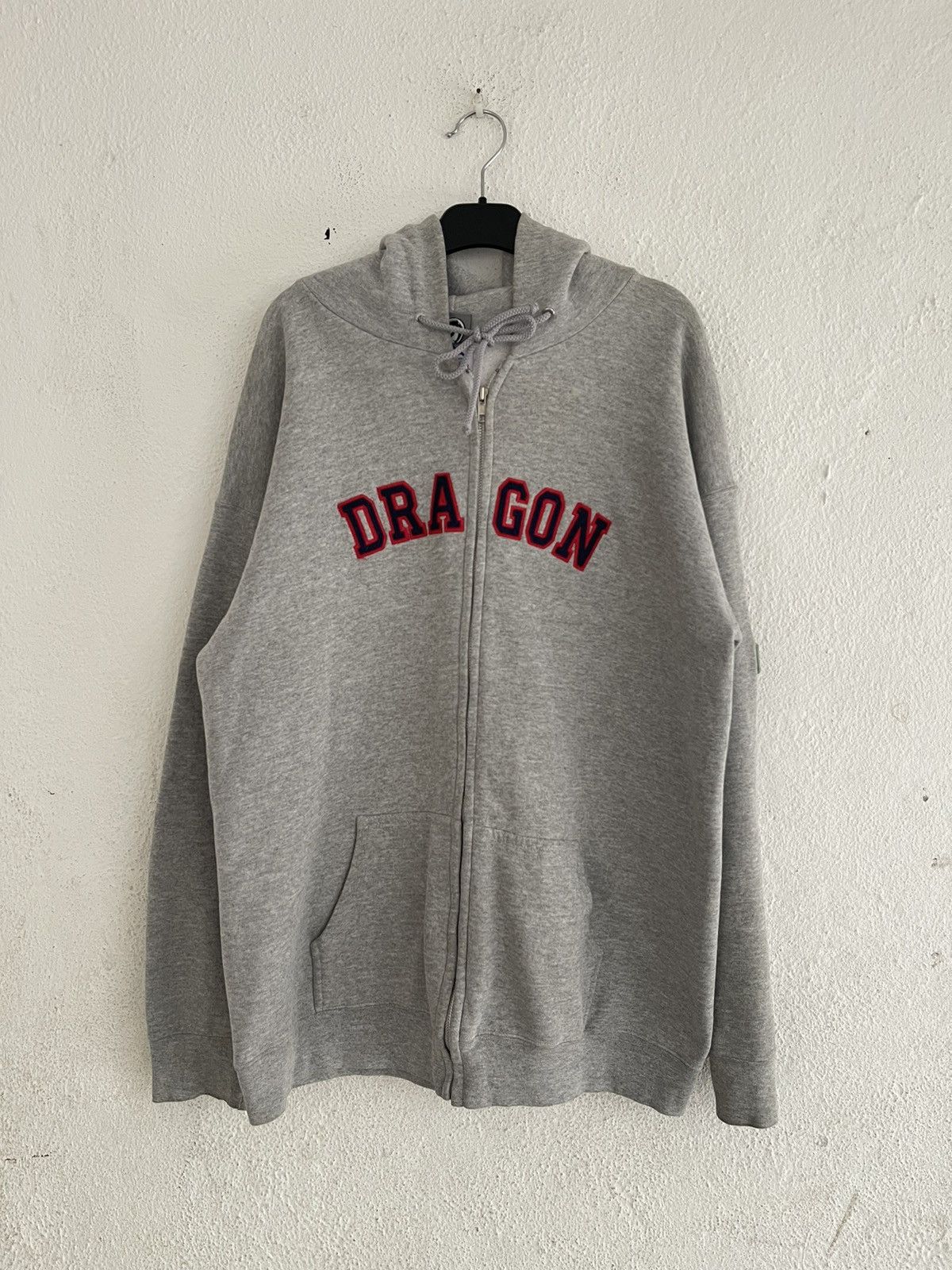 Vintage Dragon Skateboard Spellout Full Zip Hoodie