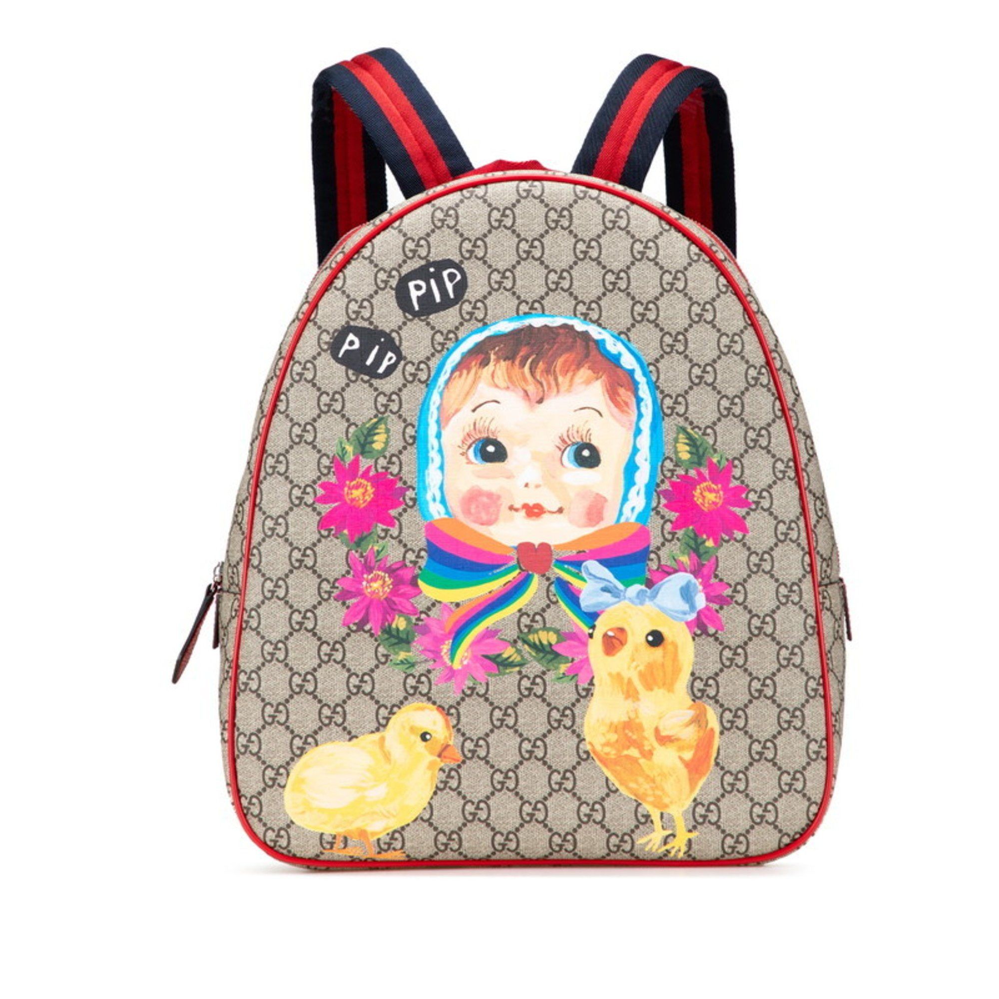 Gucci GG Supreme 246898 Men,Women GG Supreme Backpack Beige,Navy Gucci GG Supreme Backpack Beige Navy blue Cloth ref.1643239  main image 3