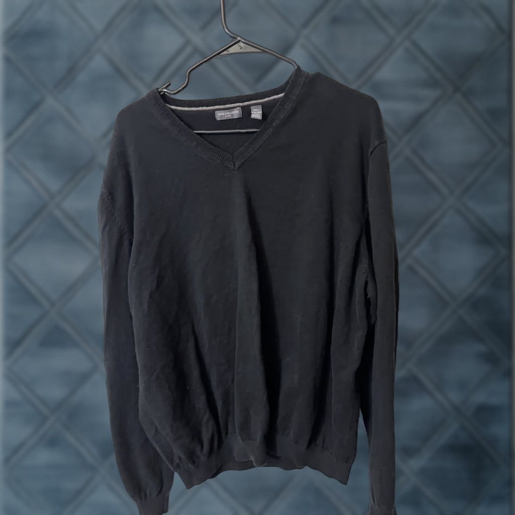 Van Heusen Van Heusen Flex V-Neck Black Cotton Blend Sweater XXL Size US XXL / EU 58 / 5 - 1 Thumbnail