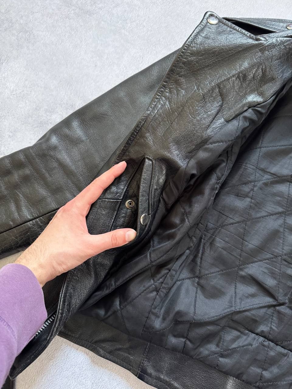 Leather Vintage 90s Biker Jacket Heavy Leather Size US M / EU 48-50 / 2 - 13 Thumbnail