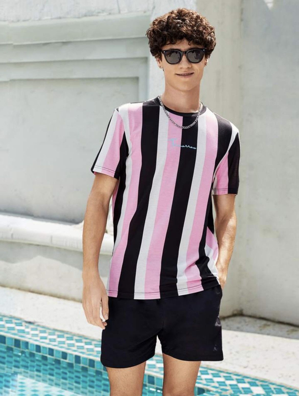 Shein Manfinity Sporsity Block Striped Letter Graphic Tees Size US M / EU 48-50 / 2 - 2 Thumbnail