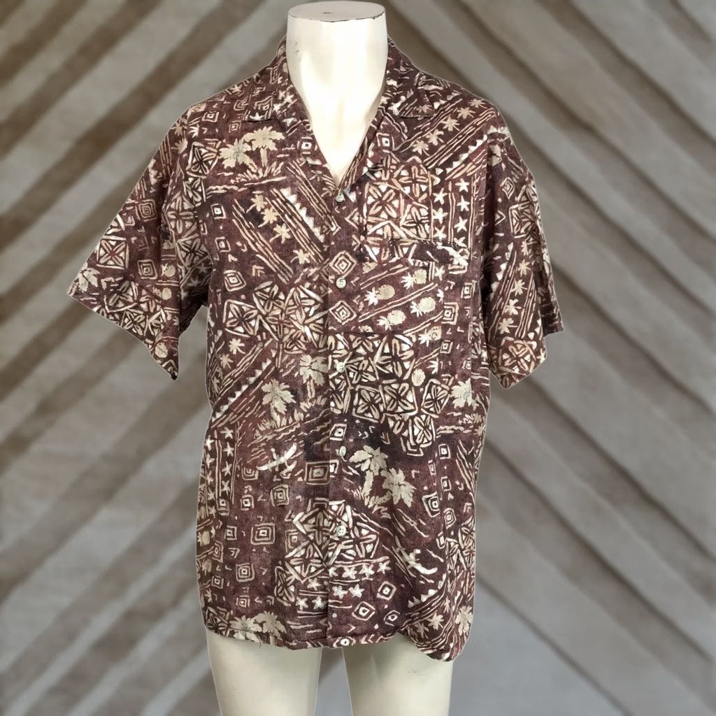Paradise BAREFOOT IN PARADISE Men XL Brown Short Sleeve Button-Up Hawaiian Shirt Size US XL / EU 56 / 4 - 1 Thumbnail