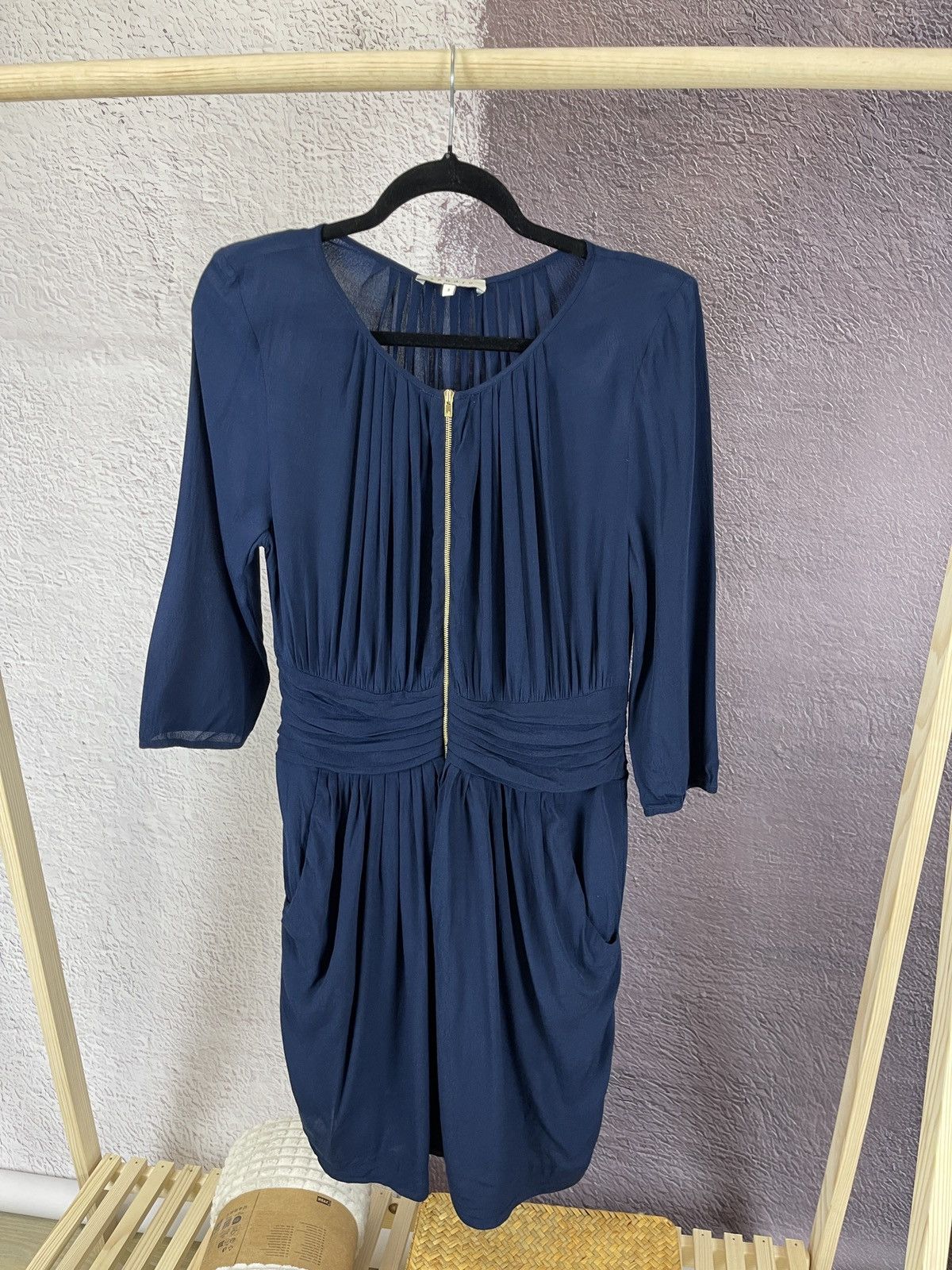 Sandro Sandro Paris blue zip midi dress viscose Size L / US 10 / IT 46 - 3 Thumbnail