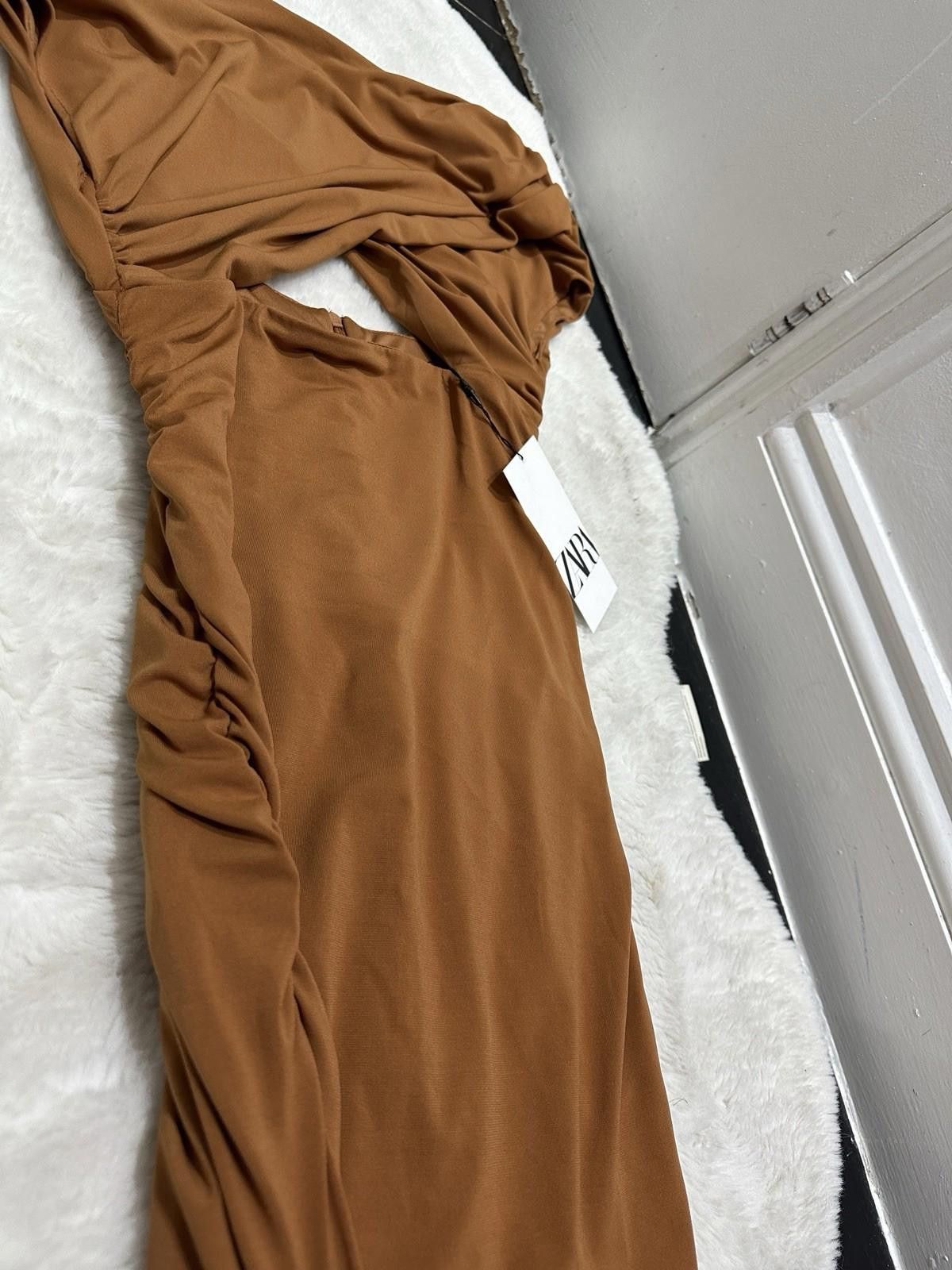 Zara ZARA Mustard Dress Maxi With Open Front Size S / US 4 / IT 40 - 2 Thumbnail