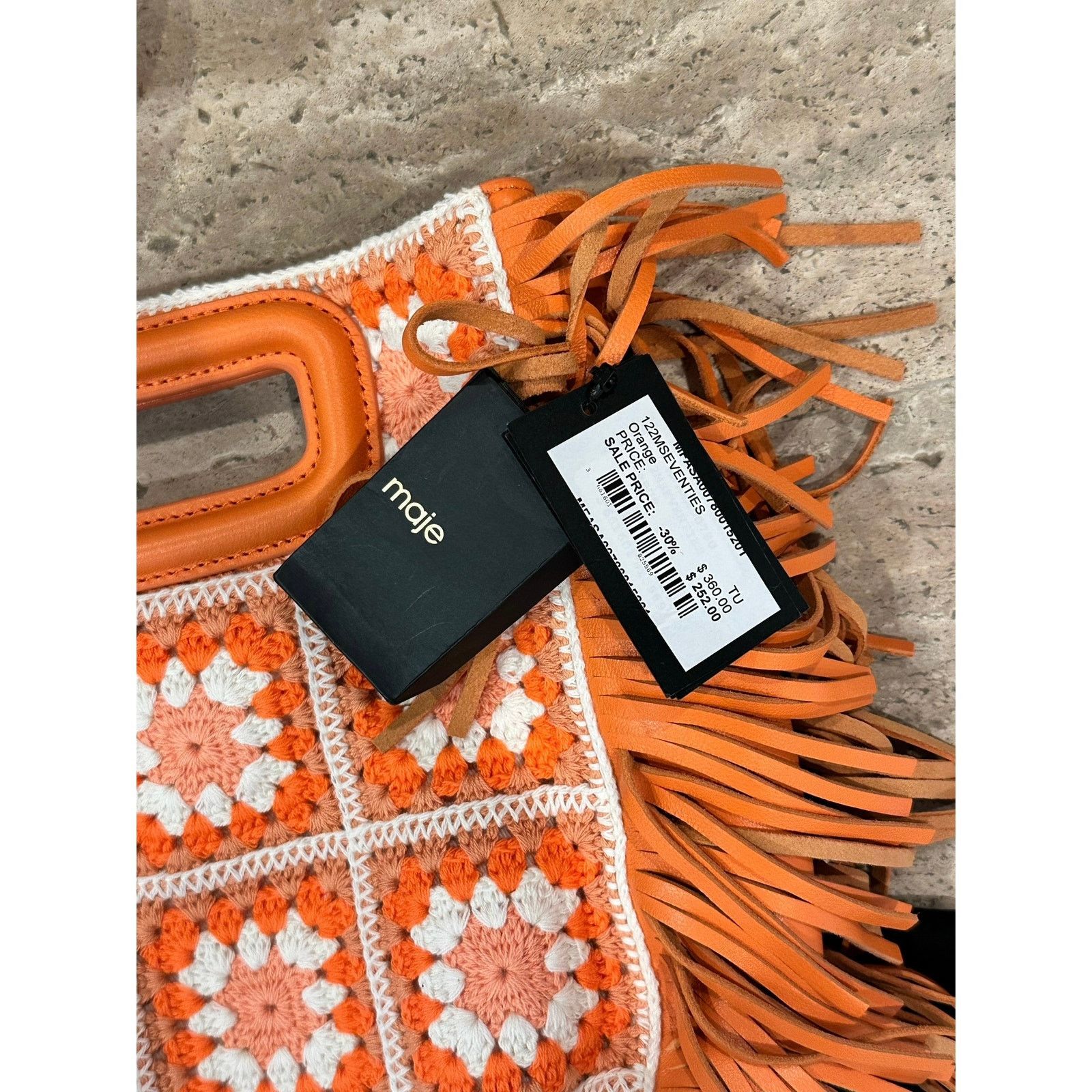 Maje NEW Maje Crochet M Bag Orange Floral Print Clutch/Crossbody Size ONE SIZE - 8 Thumbnail