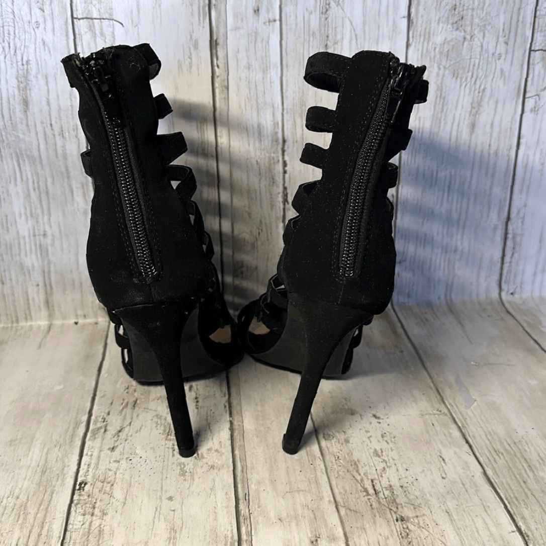 Vintage Liliana Nikia-14 Women’s Black Peep Toe Criss Cross Stiletto Heels size 6 Size US 6 / IT 36 - 6 Thumbnail