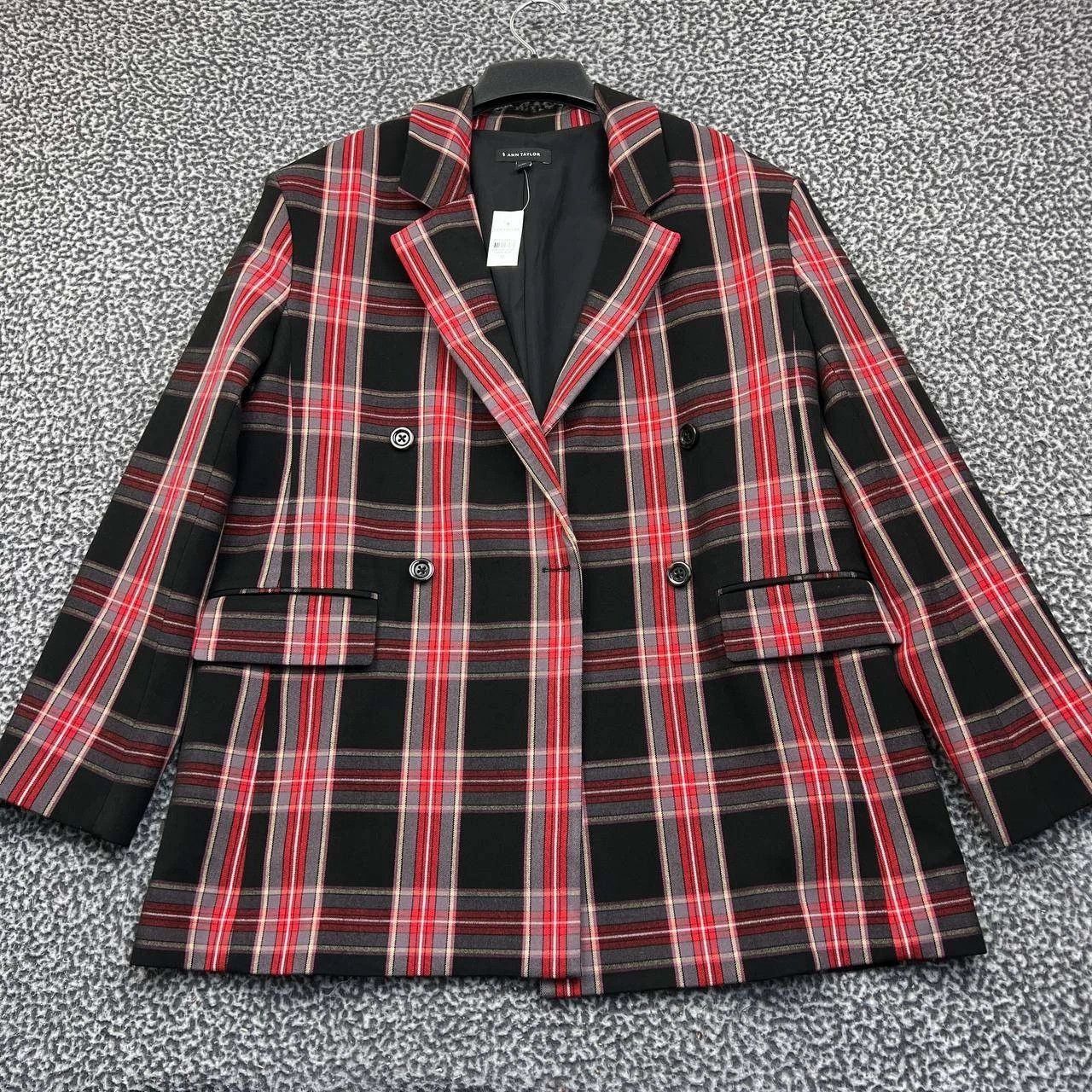 Ann Taylor Ann Taylor Blazer Jacket Women 12 Plaid Double Breasted New Size XL / US 12-14 / IT 48-50 - 1 Thumbnail