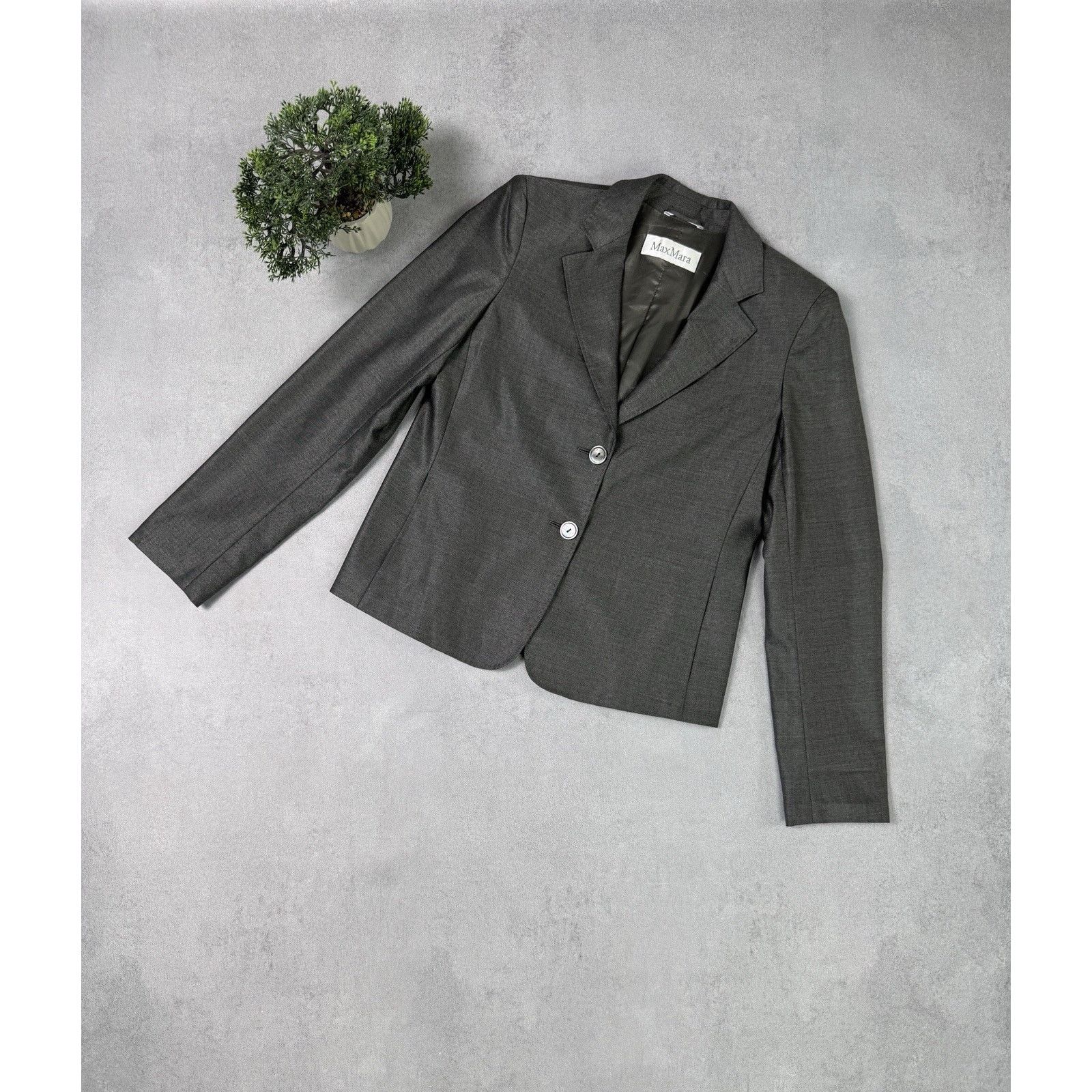 Max Mara Max Mara Women Blazer Jacket Grey IT 42; US 8 Wool/Silk Size M / US 6-8 / IT 42-44 - 1 Thumbnail