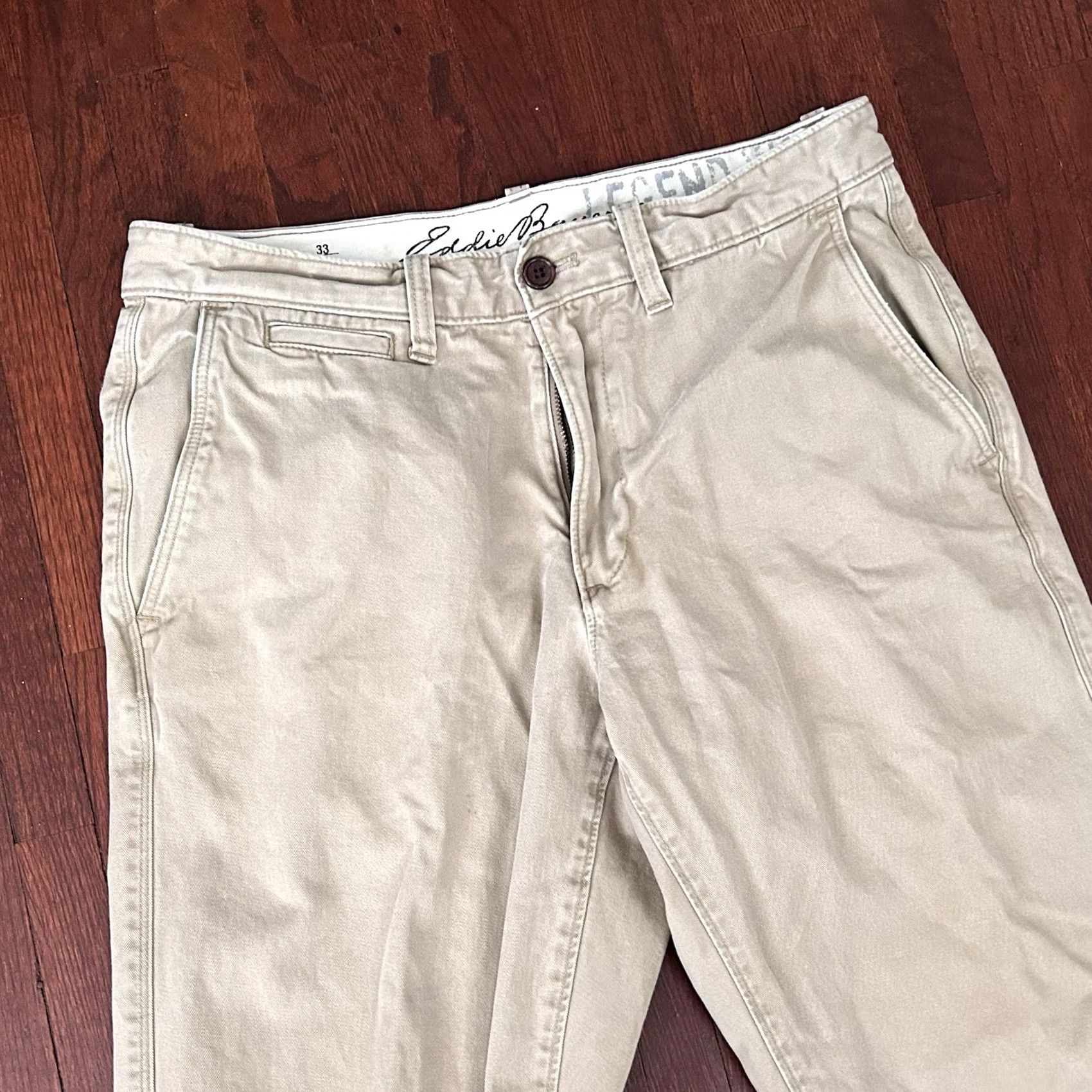Eddie Bauer Eddie Bauer Pants Khaki Beige Flat Front Cotton 33 x 30 Legend Wash Outdoor Mens Regular Straight Front Type: Pants, Khakis Size US 33 - 2 Thumbnail